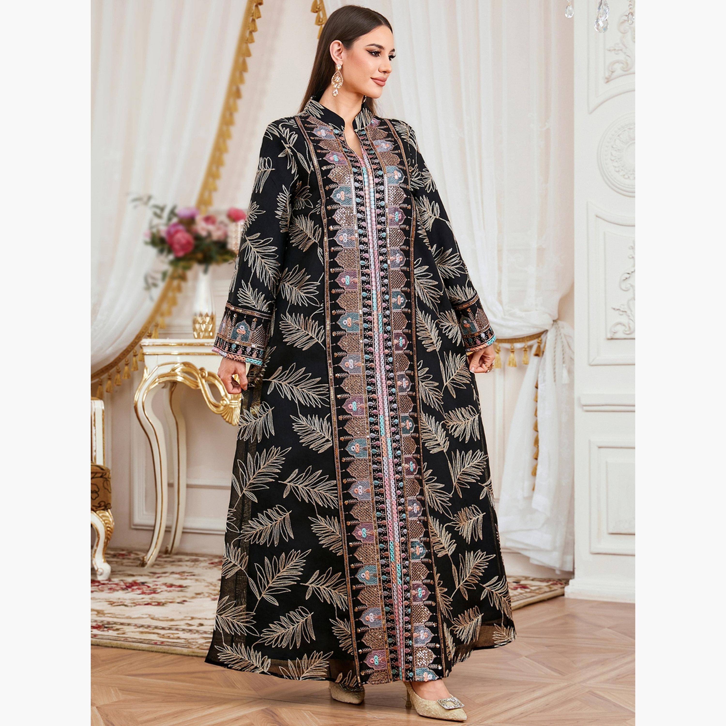 Take Two Women Textured Sequin Patch Collared Jalabiya-women-arabicclothing-jalabiyas-image-3