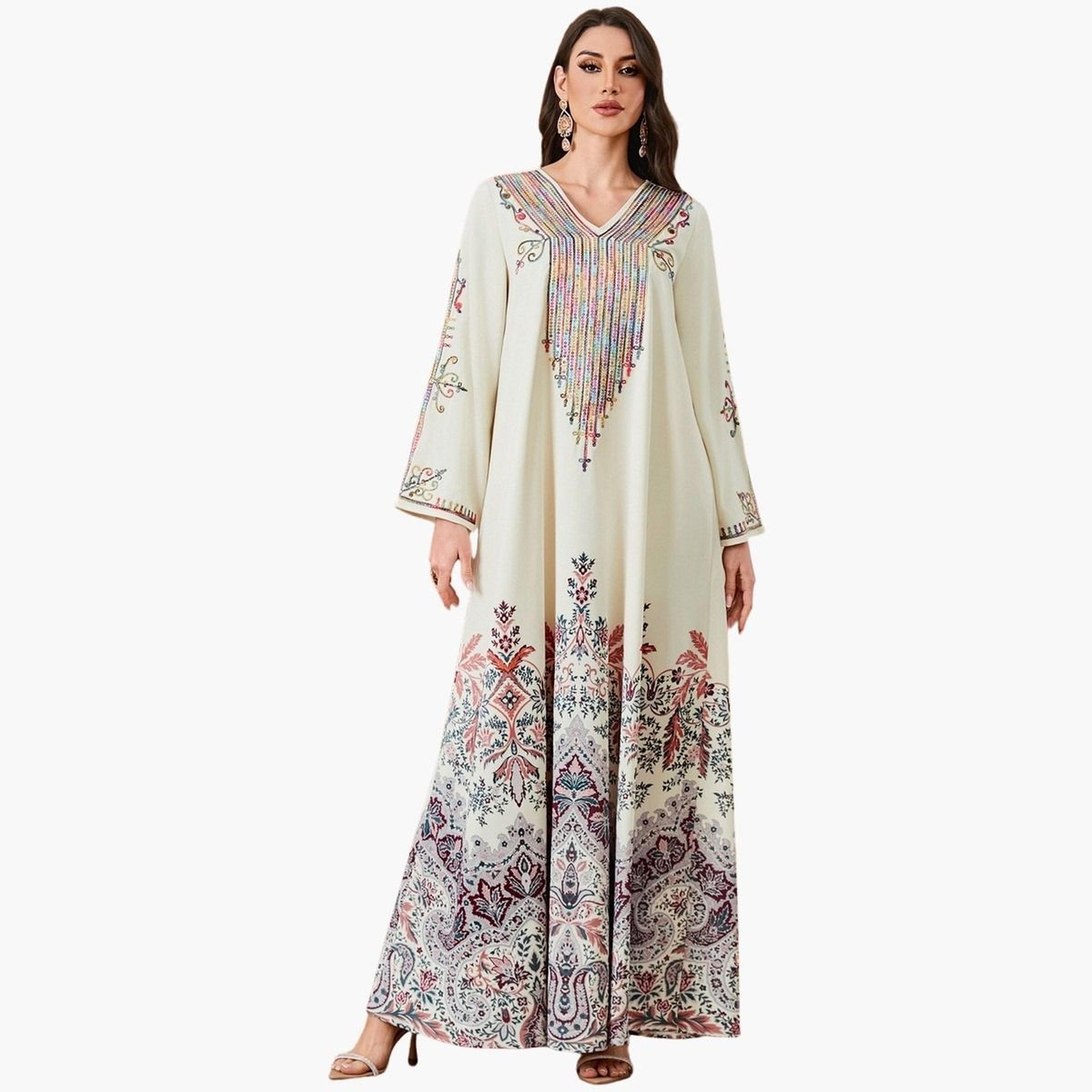 Take Two Women Floral Printed Sequins Embellished Jalabiya-women-arabicclothing-jalabiyas-image-1