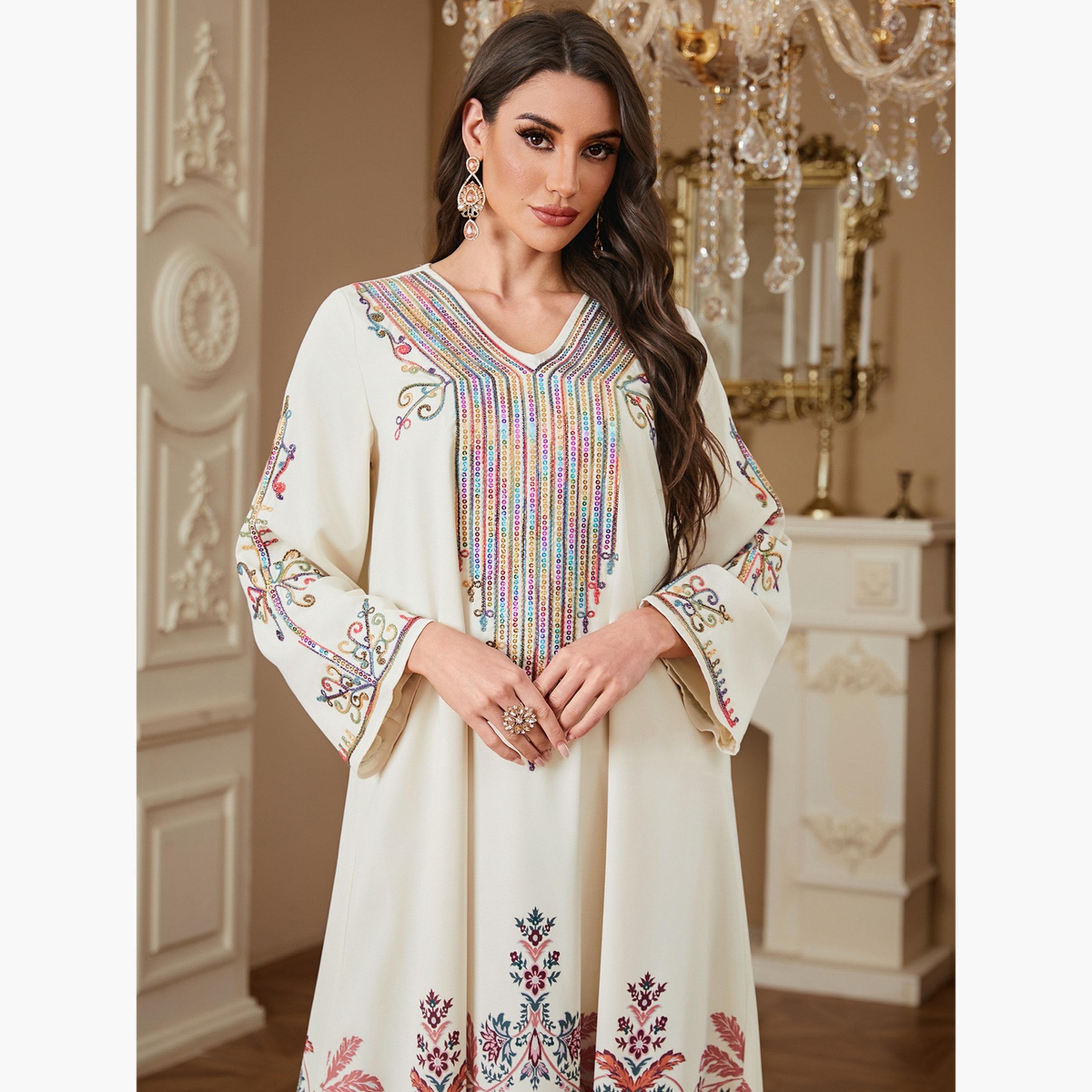 Take Two Women Floral Printed Sequins Embellished Jalabiya-women-arabicclothing-jalabiyas-image-3