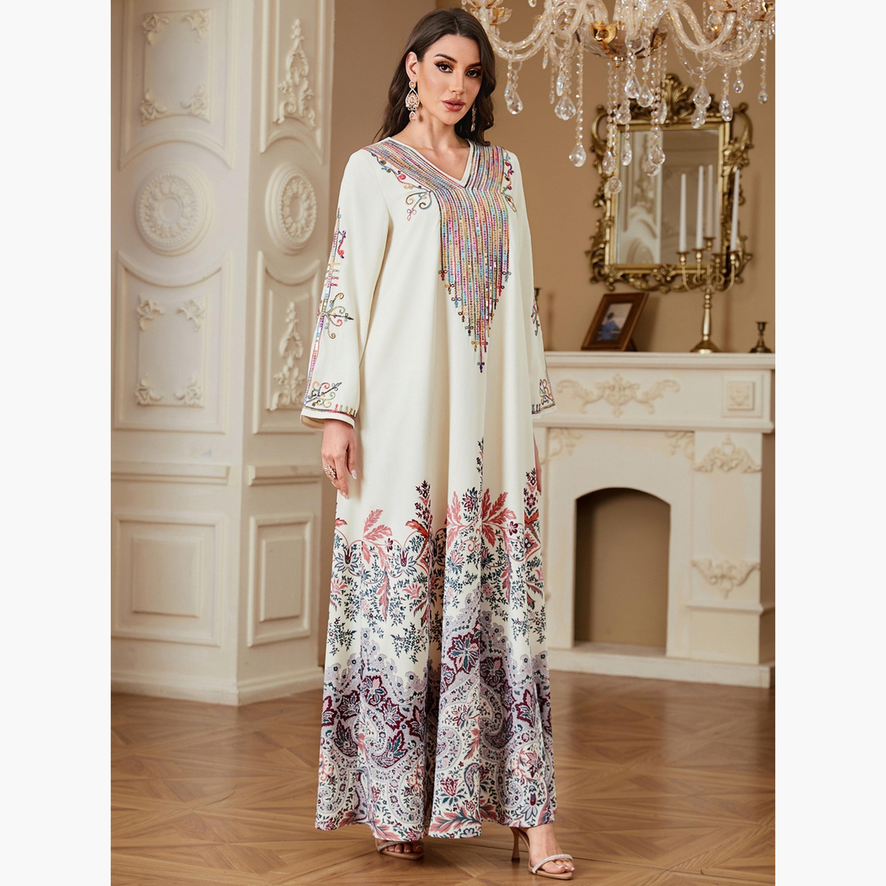 Take Two Women Floral Printed Sequins Embellished Jalabiya-women-arabicclothing-jalabiyas-image-4