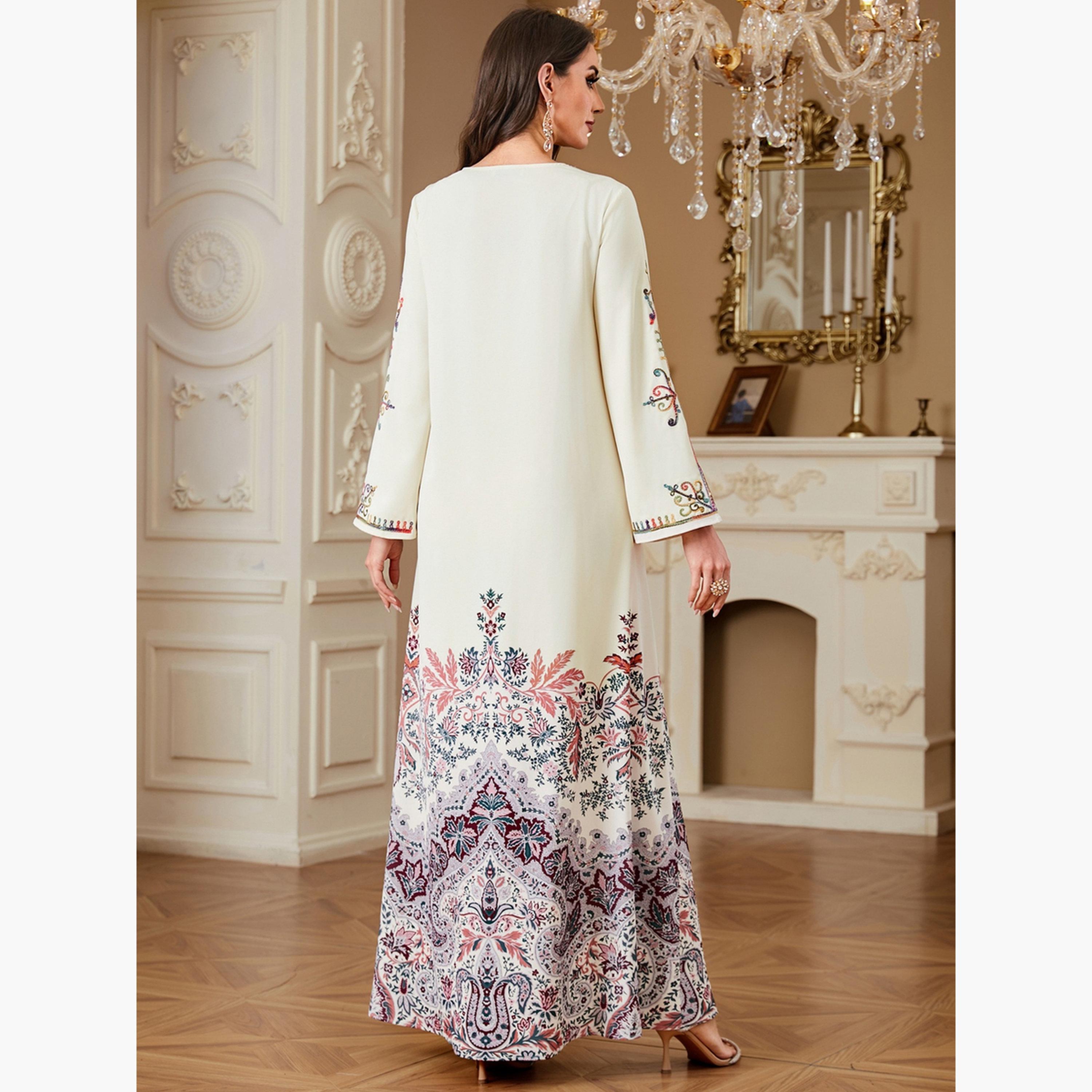 جلابية مزينة بترتر وطبعة زهور-women-arabicclothing-jalabiyas-image-5