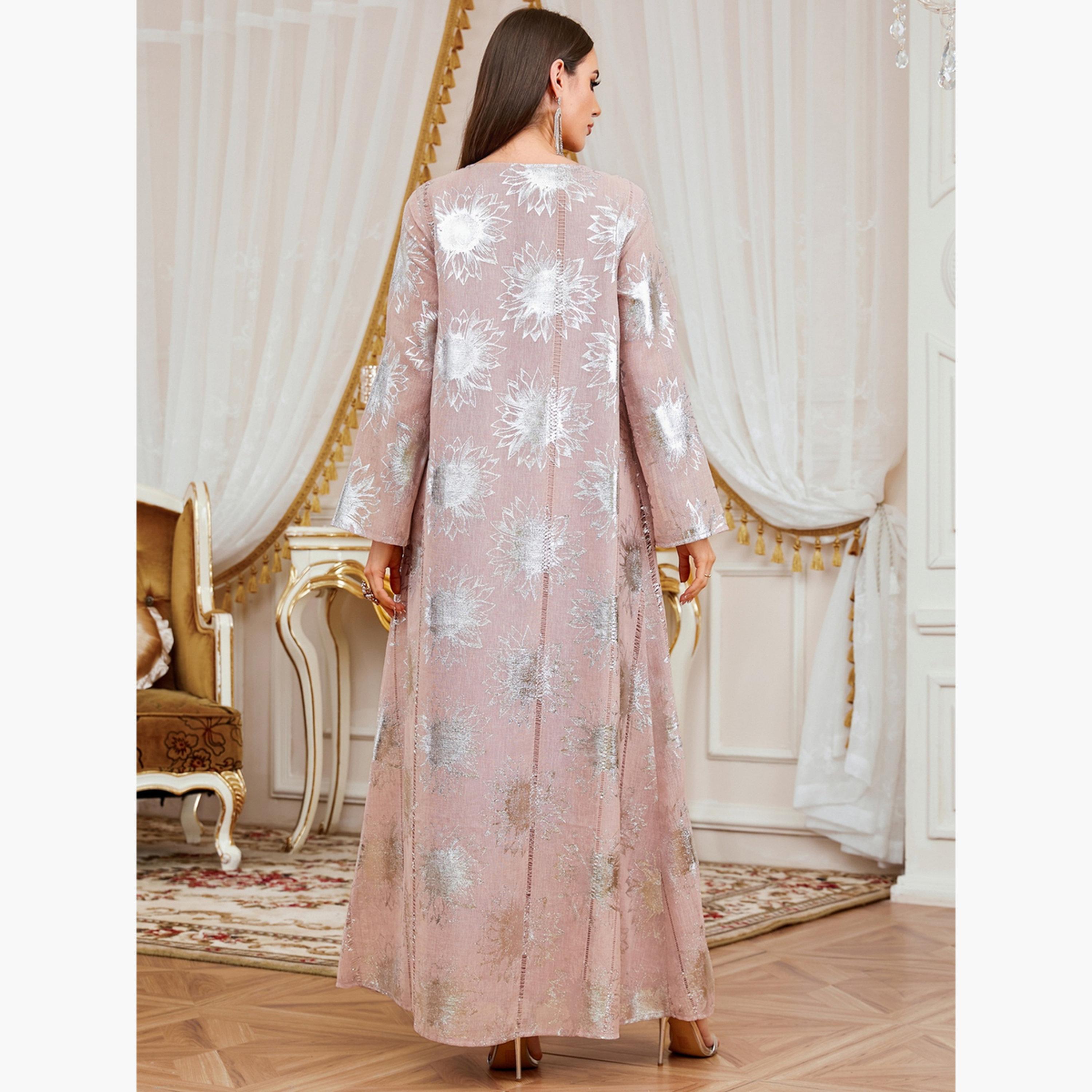 Take Two Women Foil Print Sequin Patch Detail Jalabiya-women-arabicclothing-jalabiyas-image-4