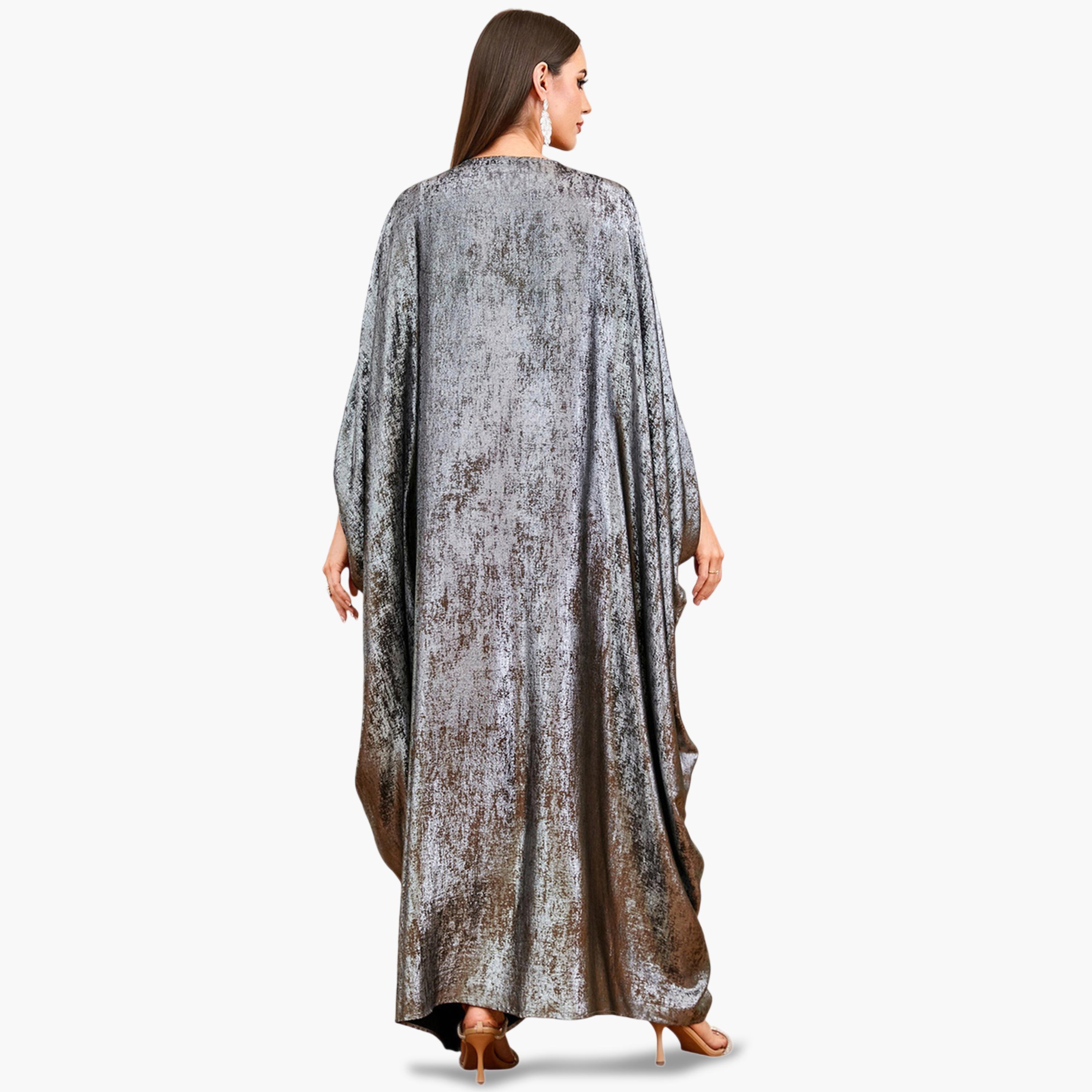 Take Two Silver Sequin Detail Batwing Sleeve Kaftan-women-arabicclothing-kaftan-image-4