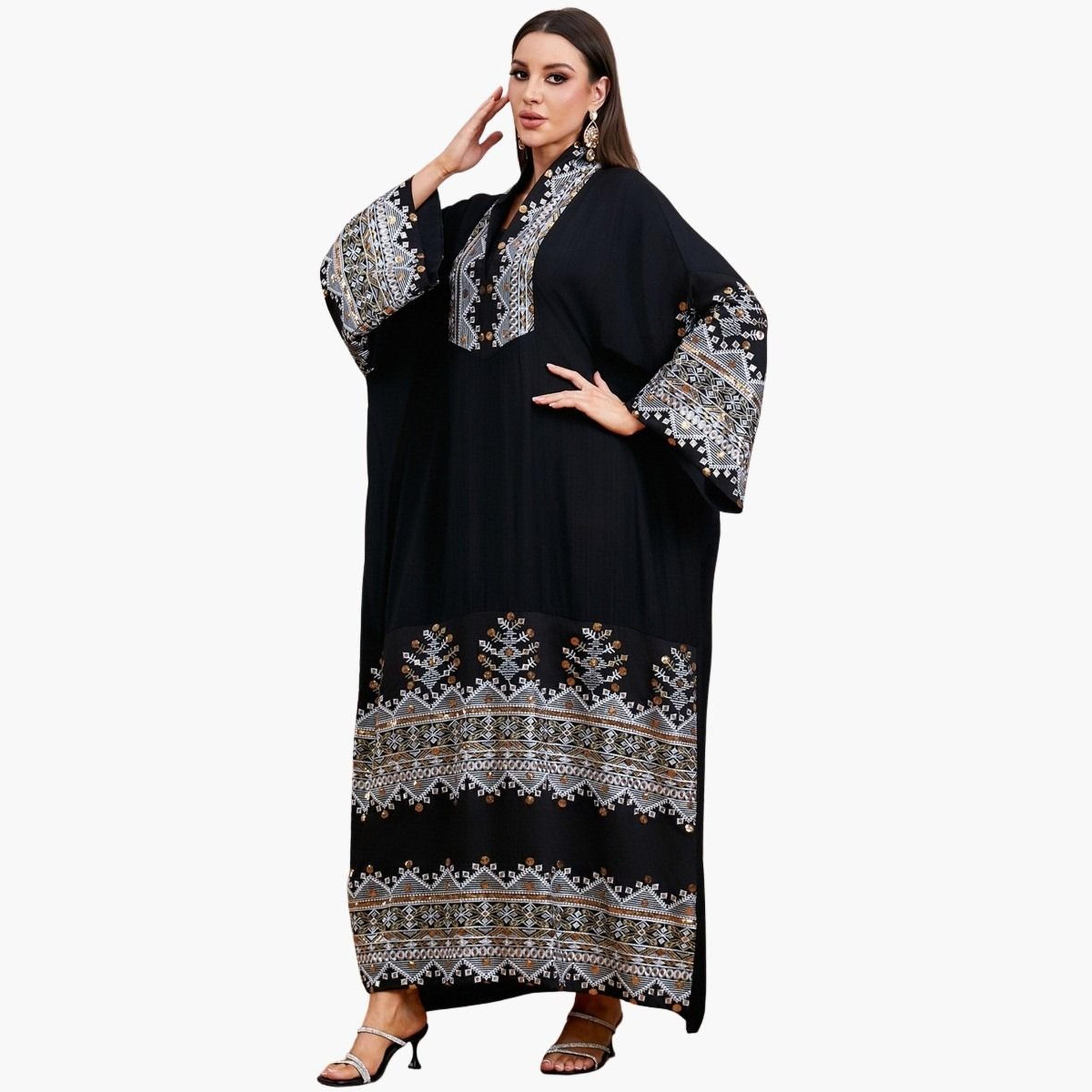 Take Two Women Sequin Patch Detail Long Sleeve Jalabiya-women-arabicclothing-jalabiyas-image-1