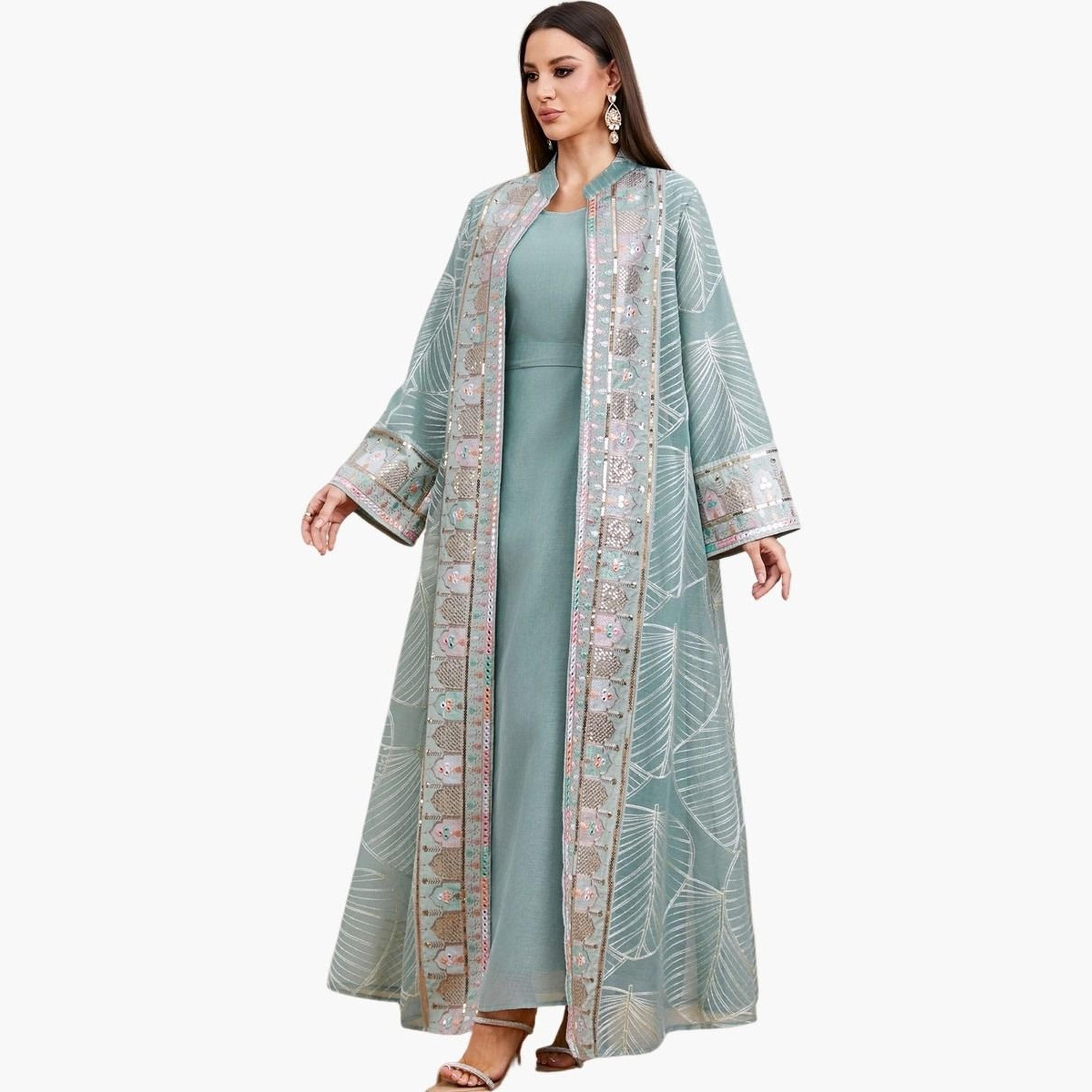 Take Two Women Sequin Patch Detail Abaya Modest Set-women-arabicclothing-sets-image-1