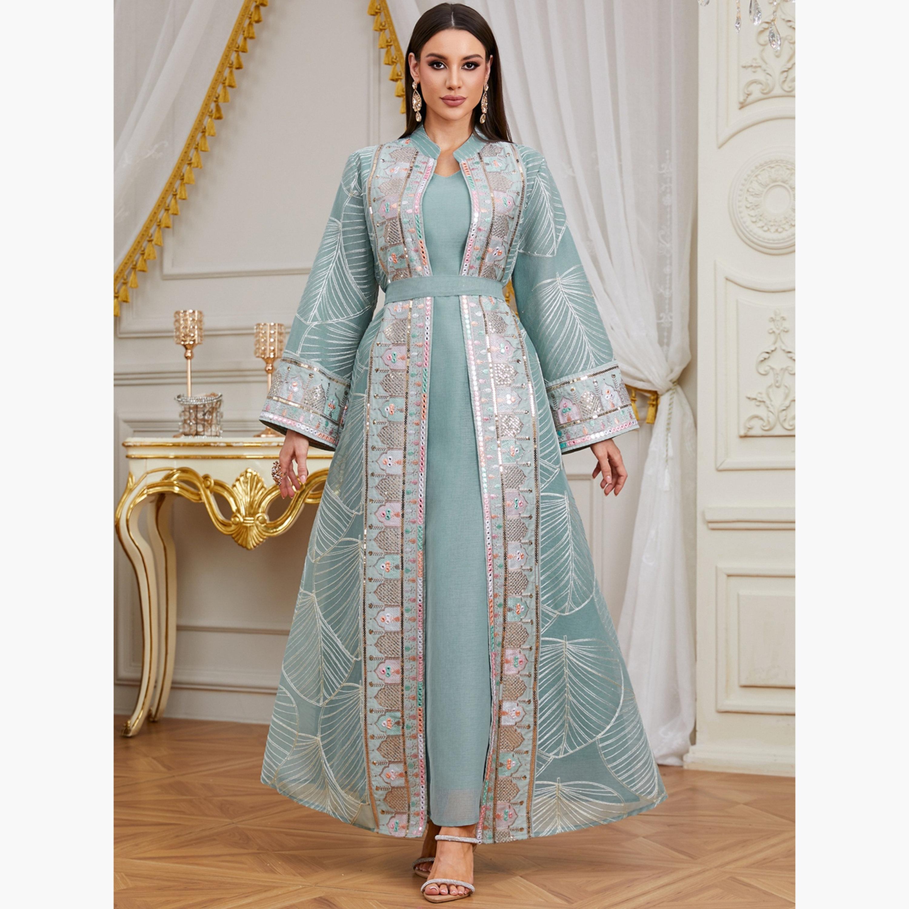 Take Two Women Sequin Patch Detail Abaya Modest Set-women-arabicclothing-sets-image-2