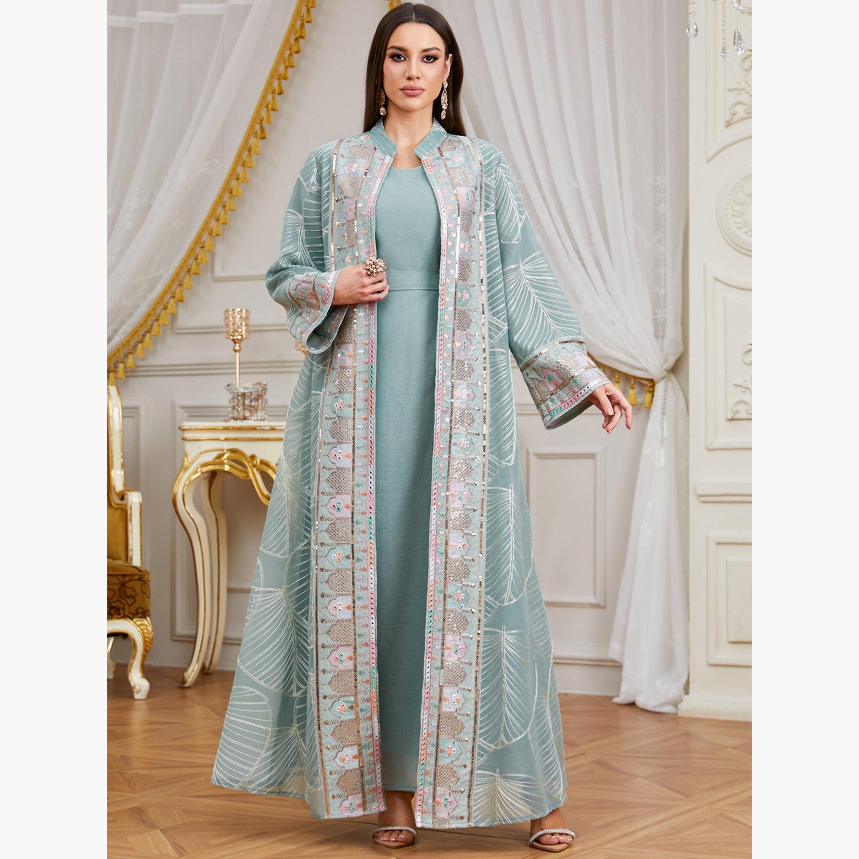 Take Two Women Sequin Patch Detail Abaya Modest Set-women-arabicclothing-sets-image-3