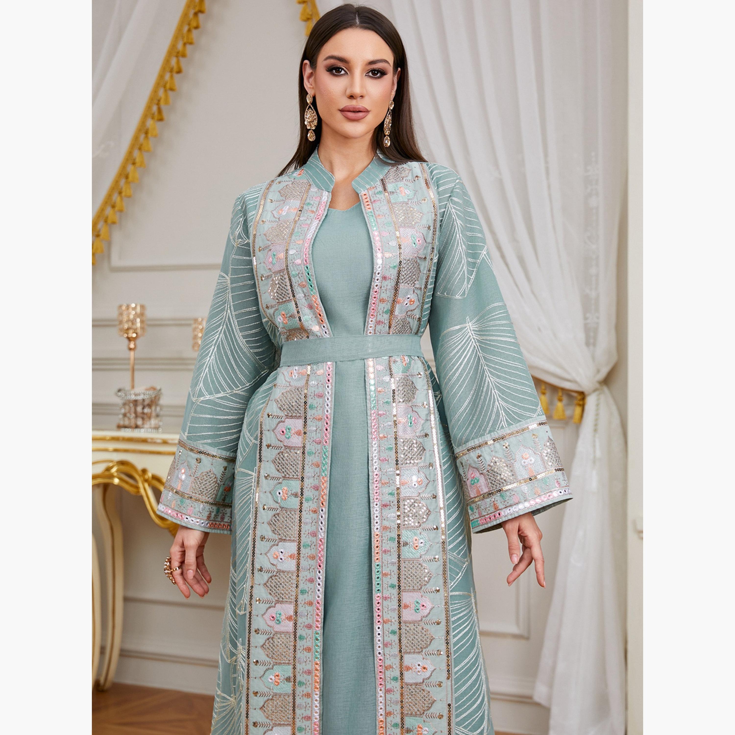 Take Two Women Sequin Patch Detail Abaya Modest Set-women-arabicclothing-sets-image-5