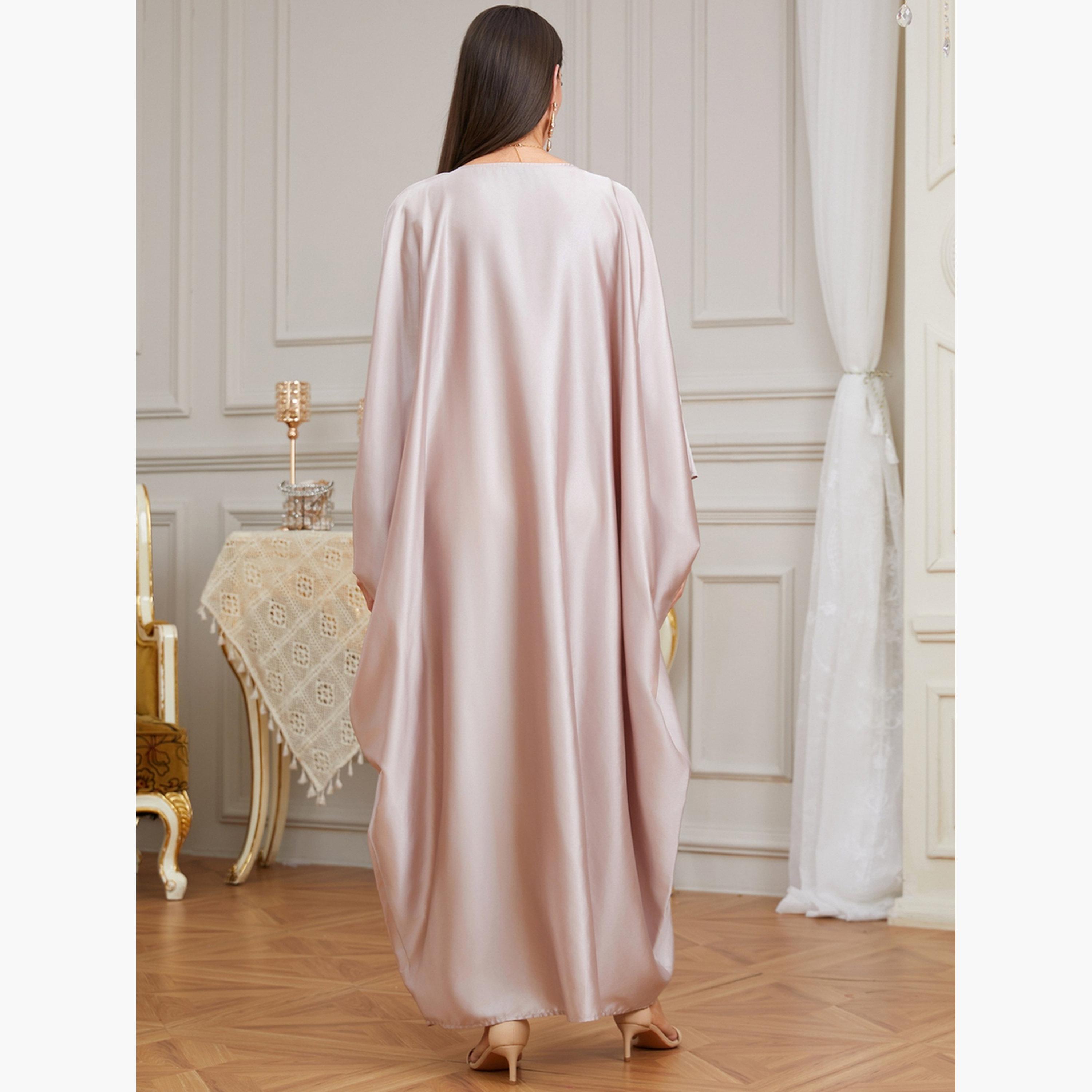 Take Two Women Satin Sequin Patch Tassel Detail Kaftan-women-arabicclothing-kaftan-image-4