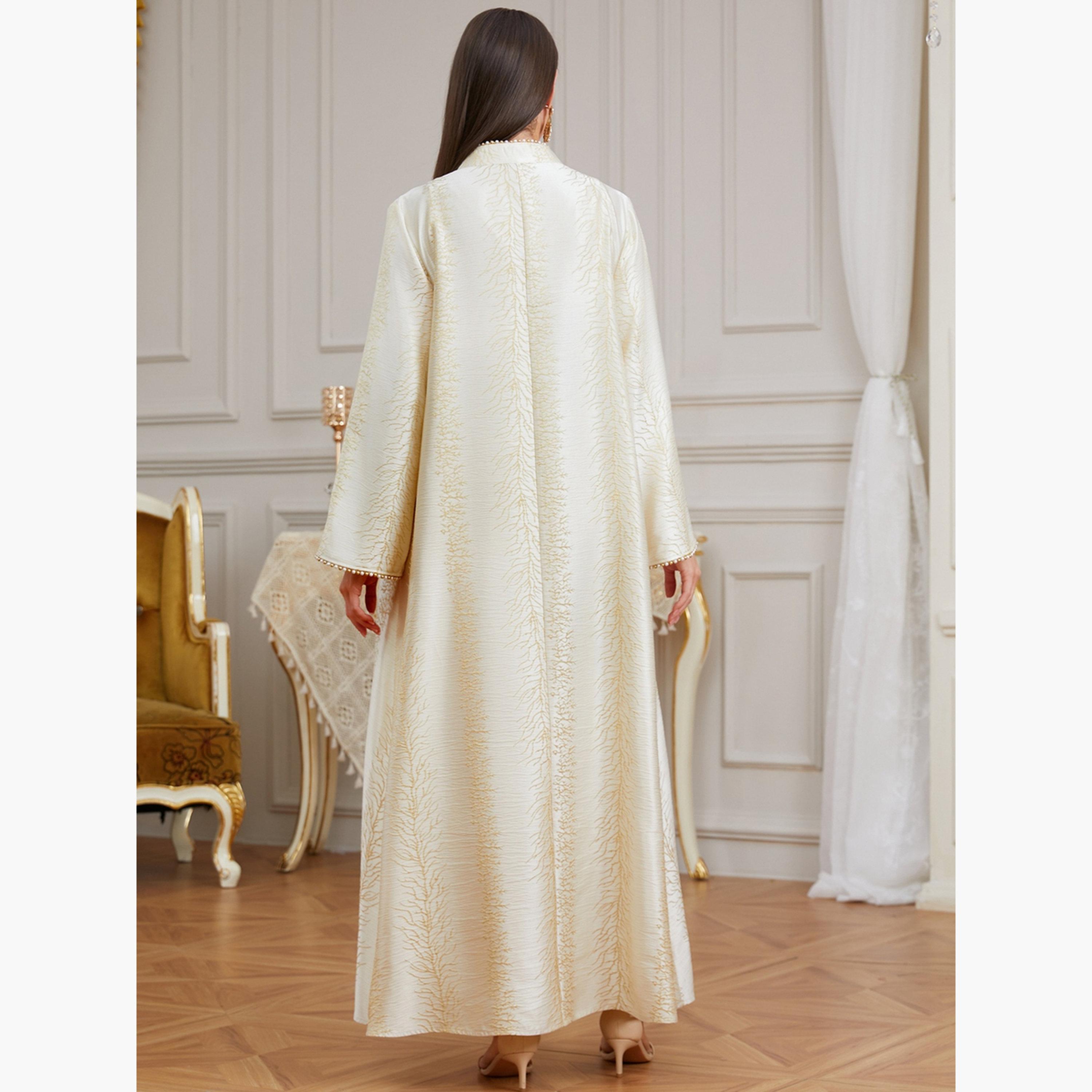 Take Two Women Texture Fabric Faux Pearl Tassel Jalabiya-women-arabicclothing-jalabiyas-image-4