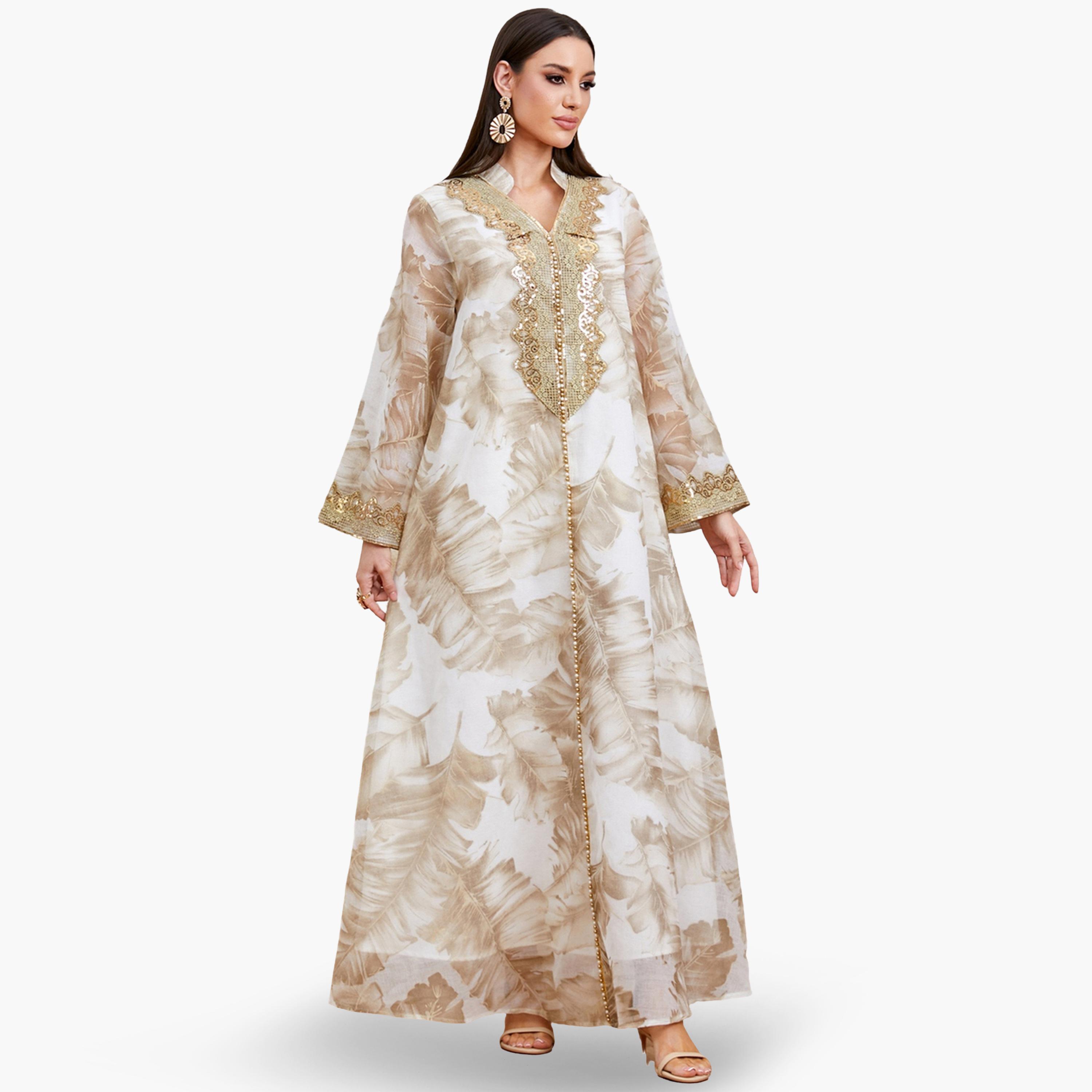 جلابية بتفاصيل رقعة ترتر وطبعة زهور-women-arabicclothing-jalabiyas-image-1
