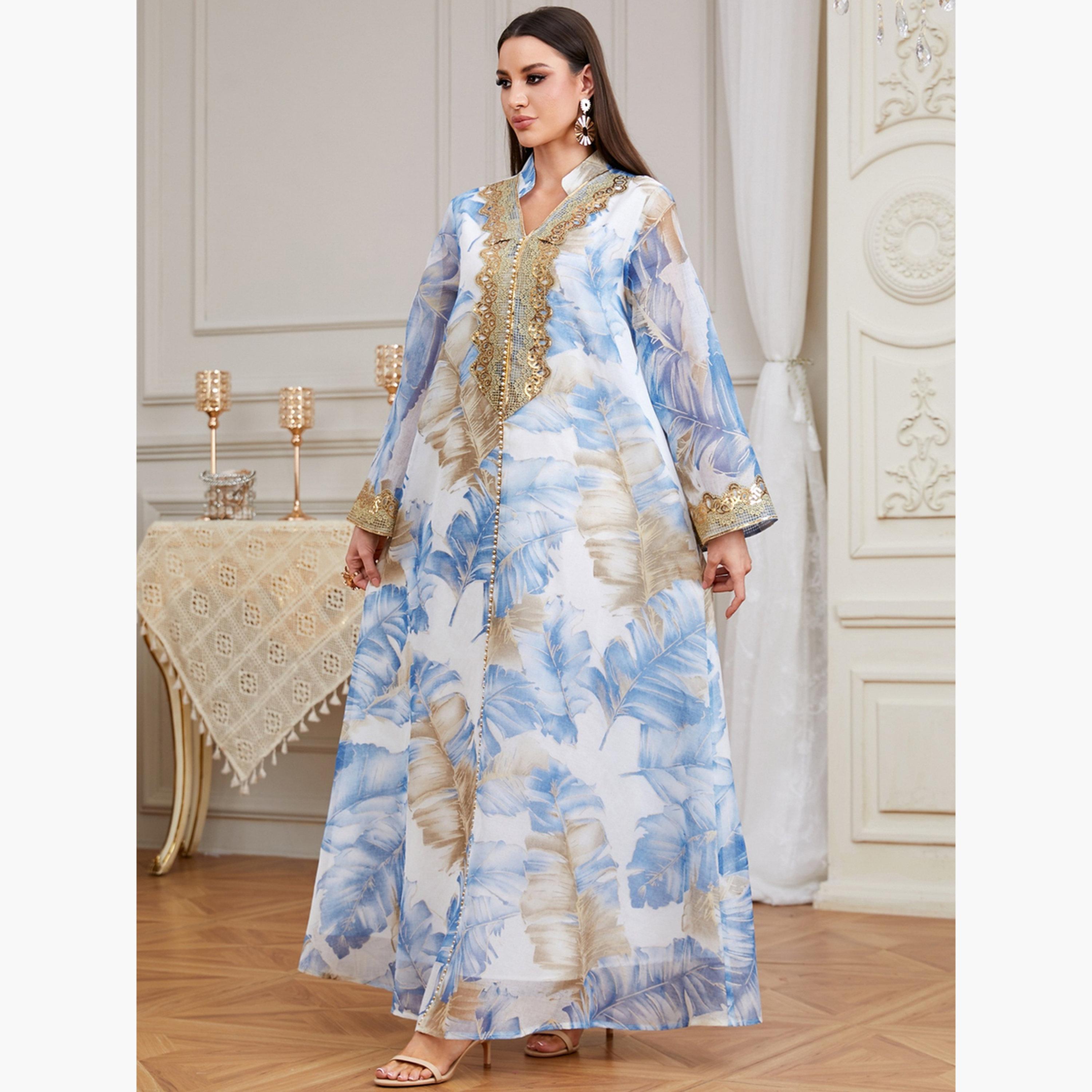 جلابية بتفاصيل رقعة ترتر وطبعة زهور-women-arabicclothing-jalabiyas-image-2