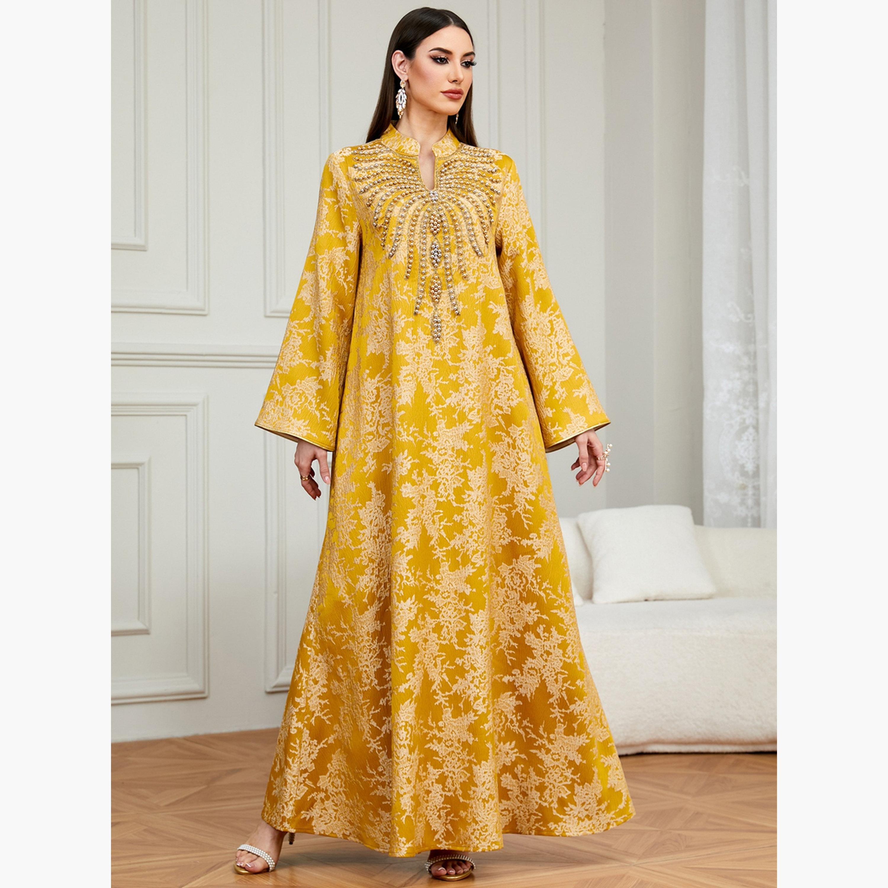Take Two Women Texture Fabric Embellished Detail Jalabiya-women-arabicclothing-jalabiyas-image-2