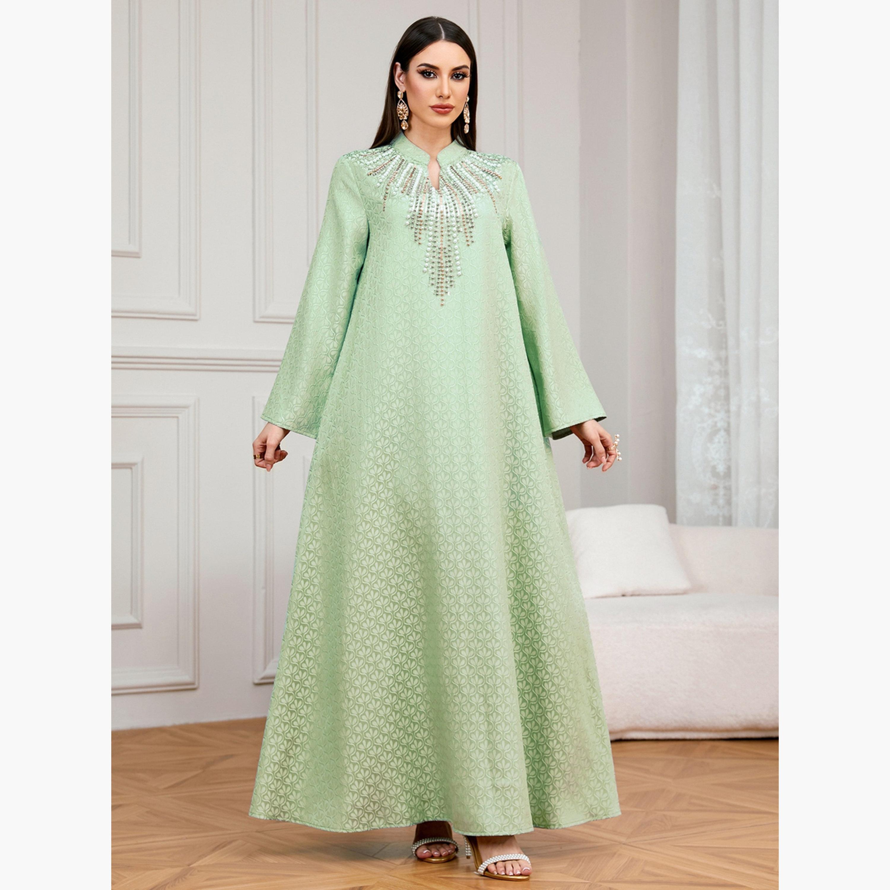Take Two Women Texture Fabric Embellished Detail Jalabiya-women-arabicclothing-jalabiyas-image-2