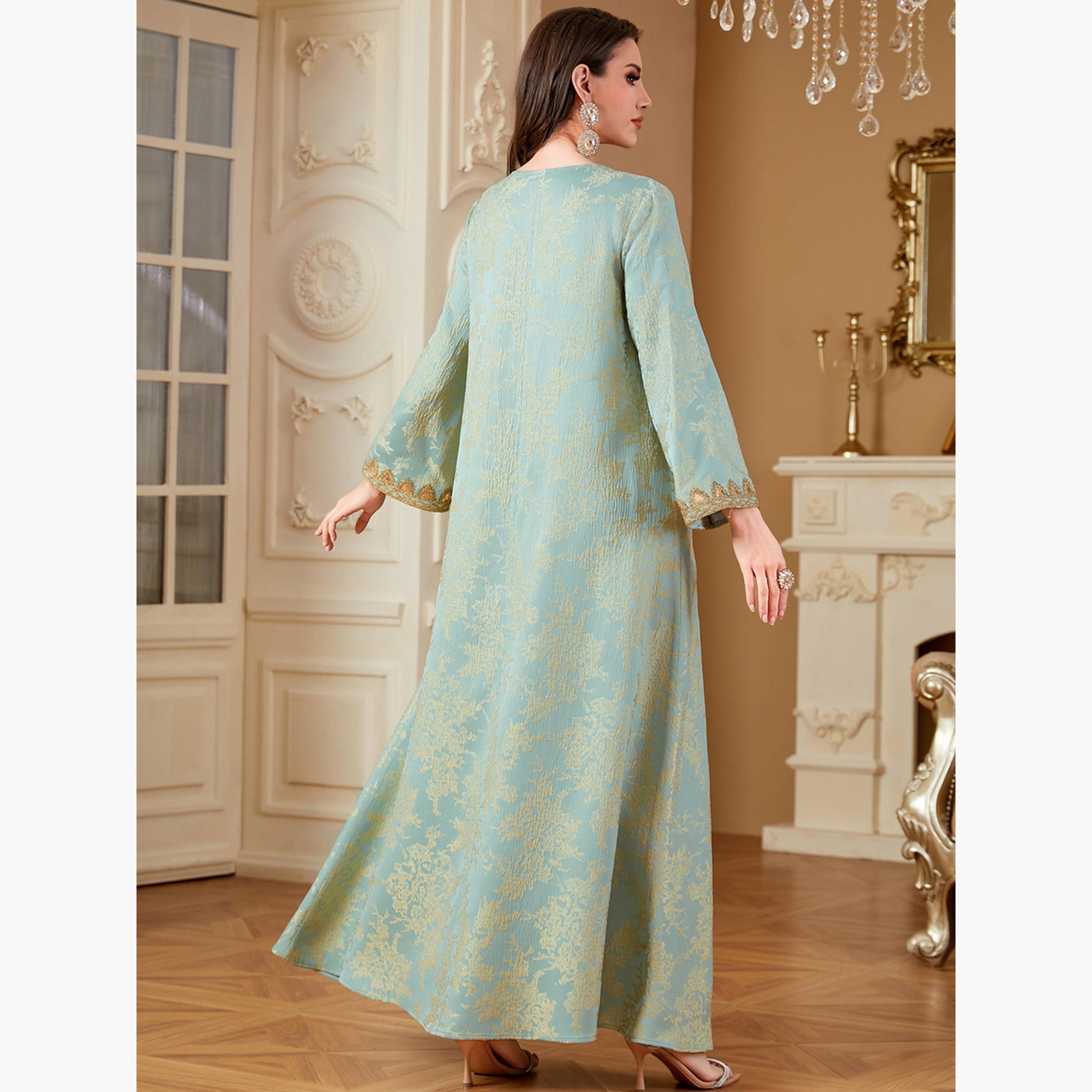 جلابية بتفاصيل رقعة ترتر وقماش بارز الملمس-women-arabicclothing-jalabiyas-image-4