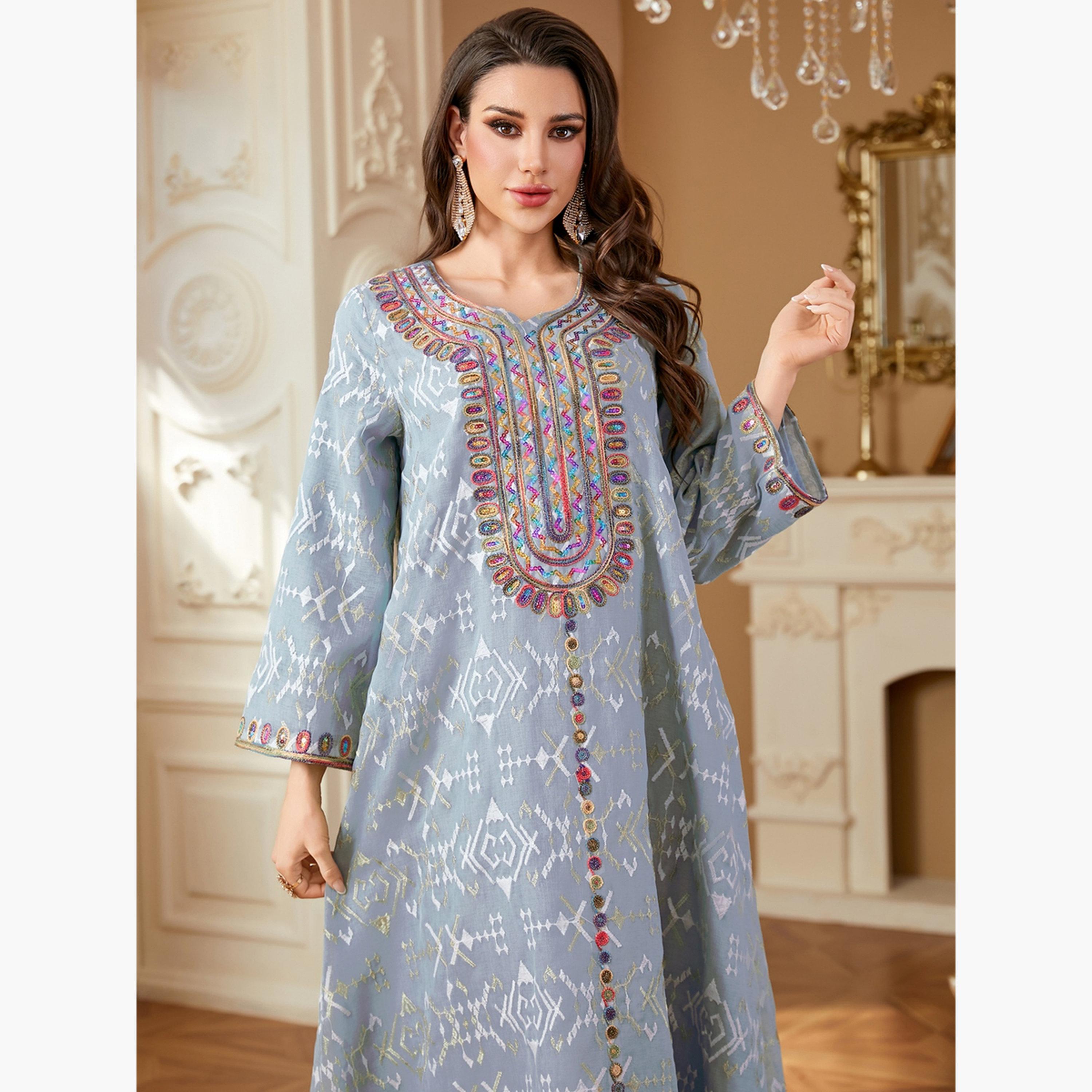 جلابية بتفاصيل رقعة ترتر بارزة الملمس-women-arabicclothing-jalabiyas-image-4