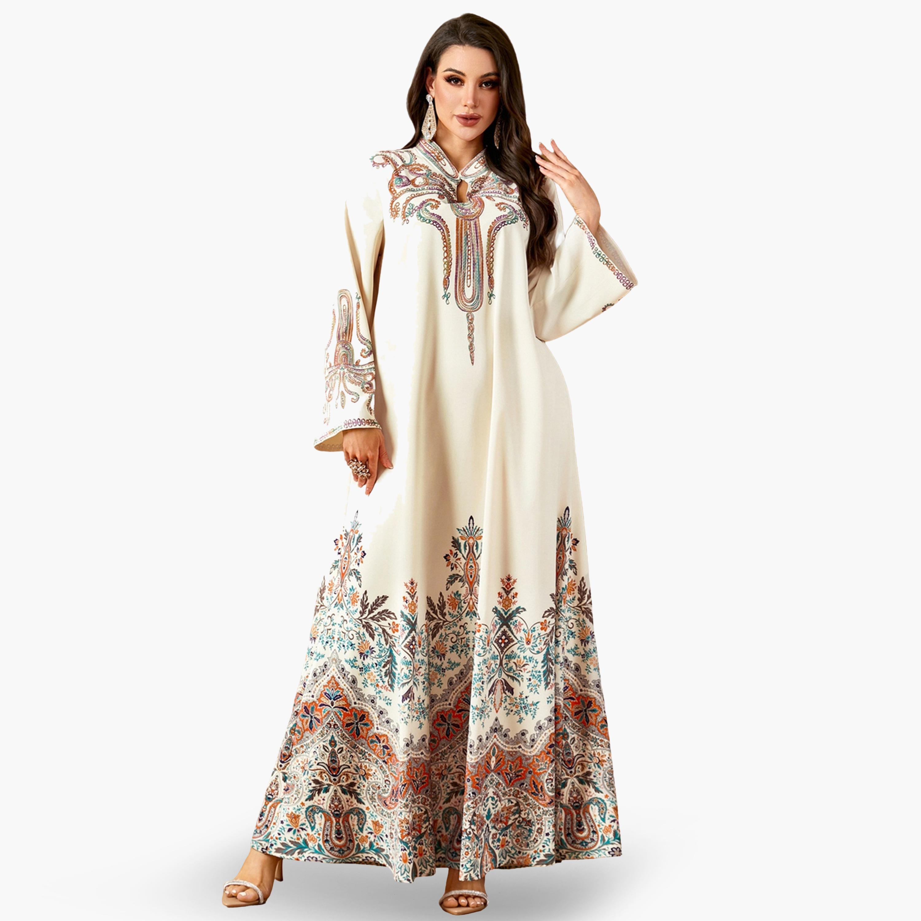 Take Two Women Graphic Print Detail Long Sleeve Jalabiya-women-arabicclothing-jalabiyas-image-1