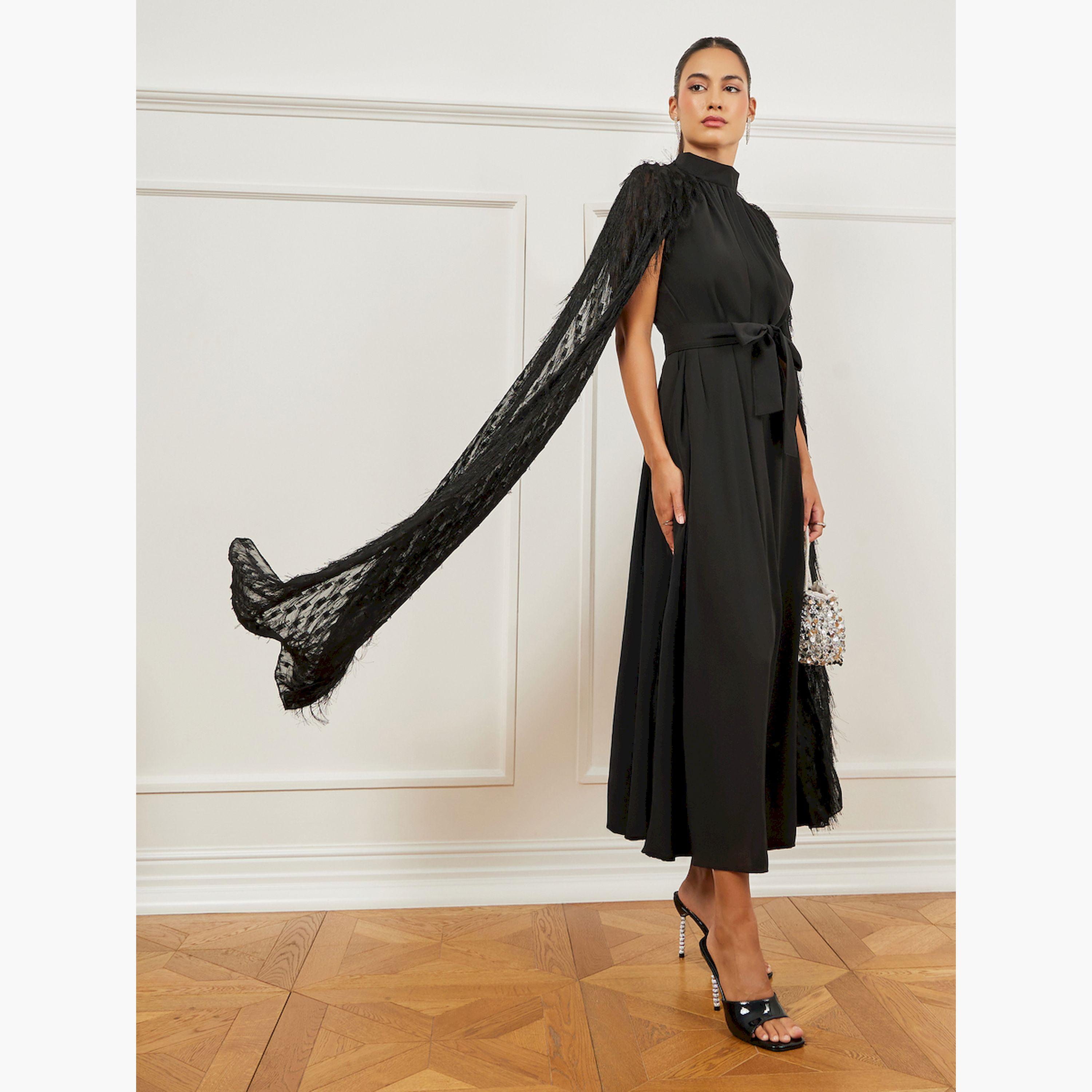 فستان طويل مزين بتصميم كيب-women-clothing-dresses-image-2