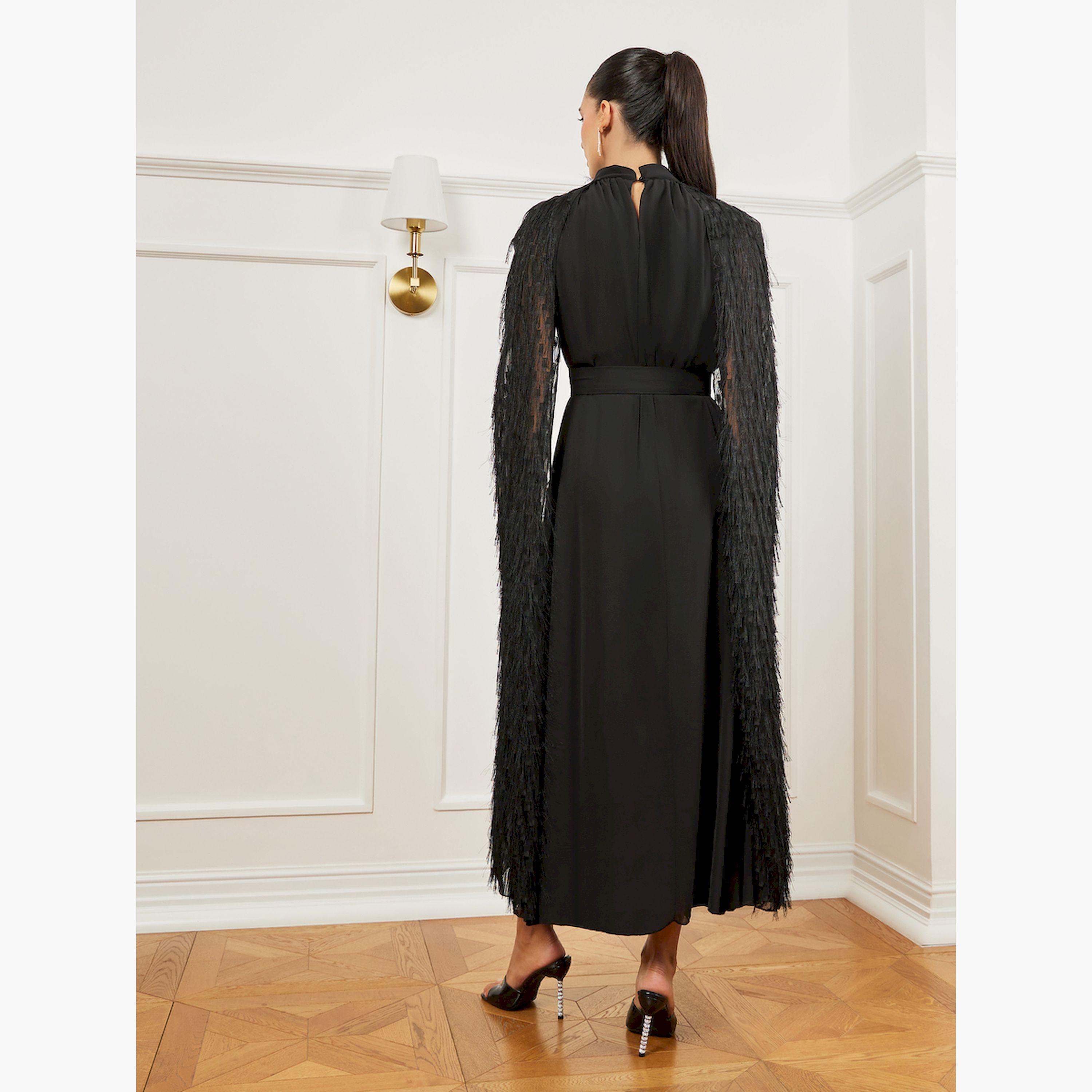 Styli Black Embellished Cape Maxi Dress-women-clothing-dresses-image-5
