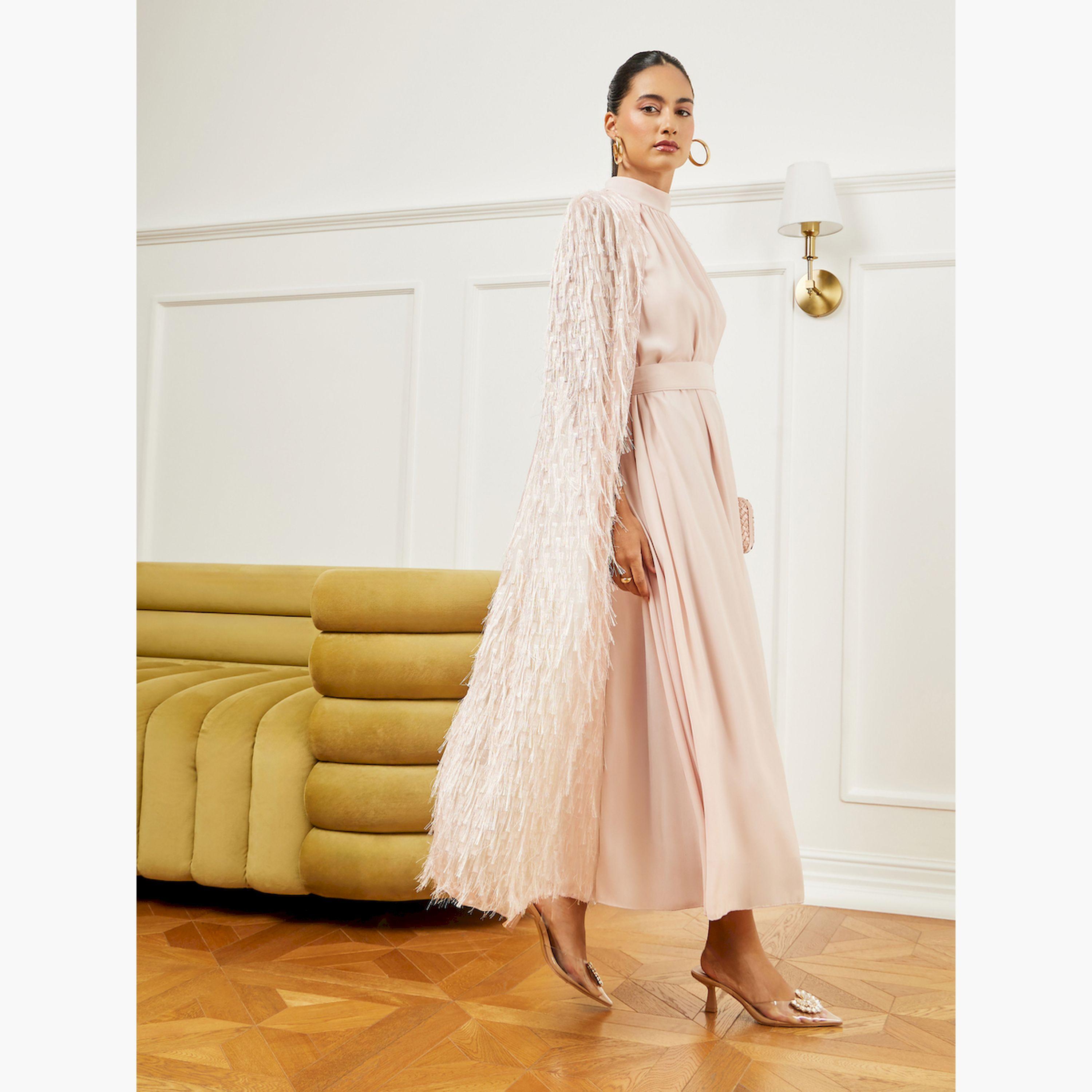 فستان طويل مزين بتصميم كيب-women-clothing-dresses-image-3