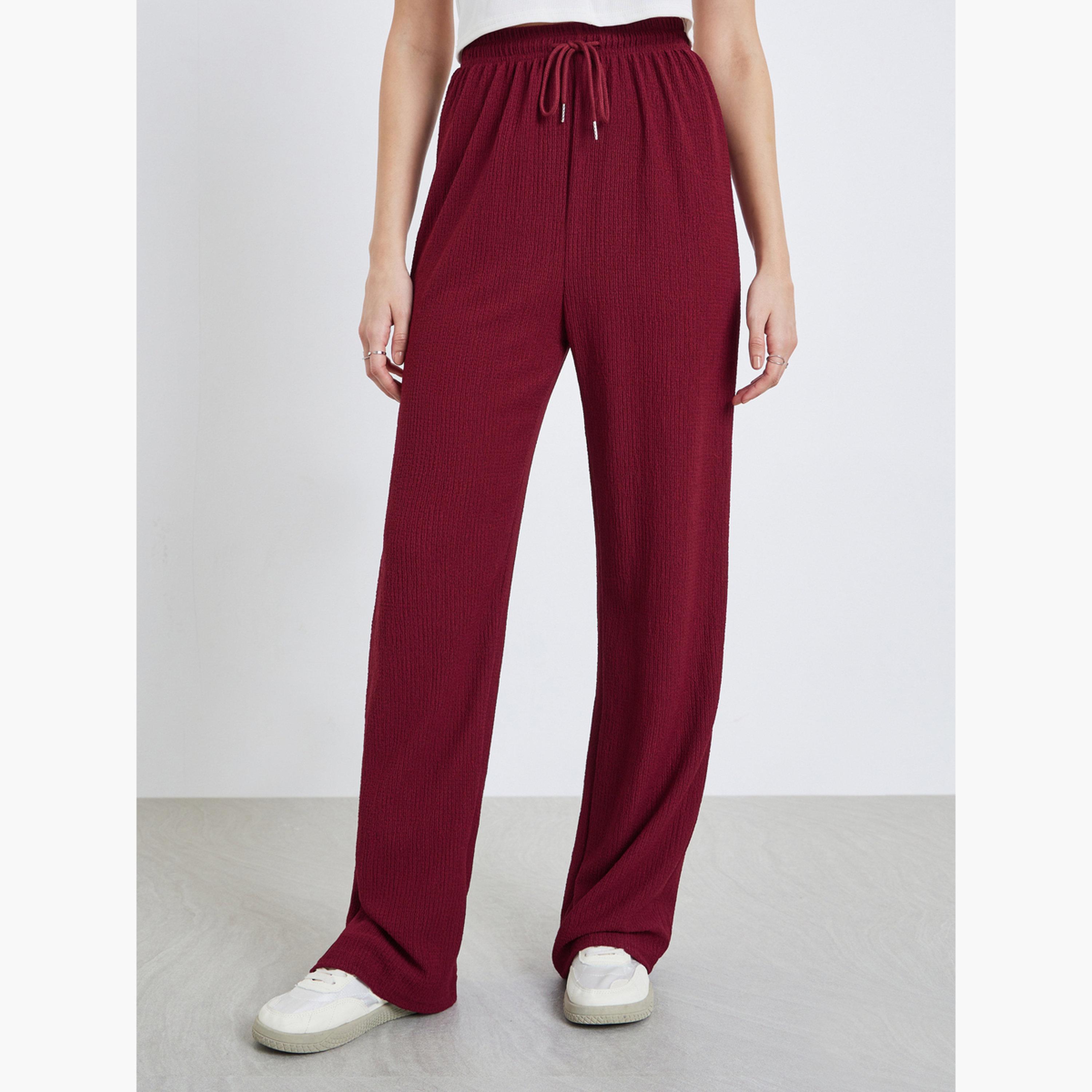 بنطال بقماش بارز ورباط-women-clothing-bottoms-trousers-image-1