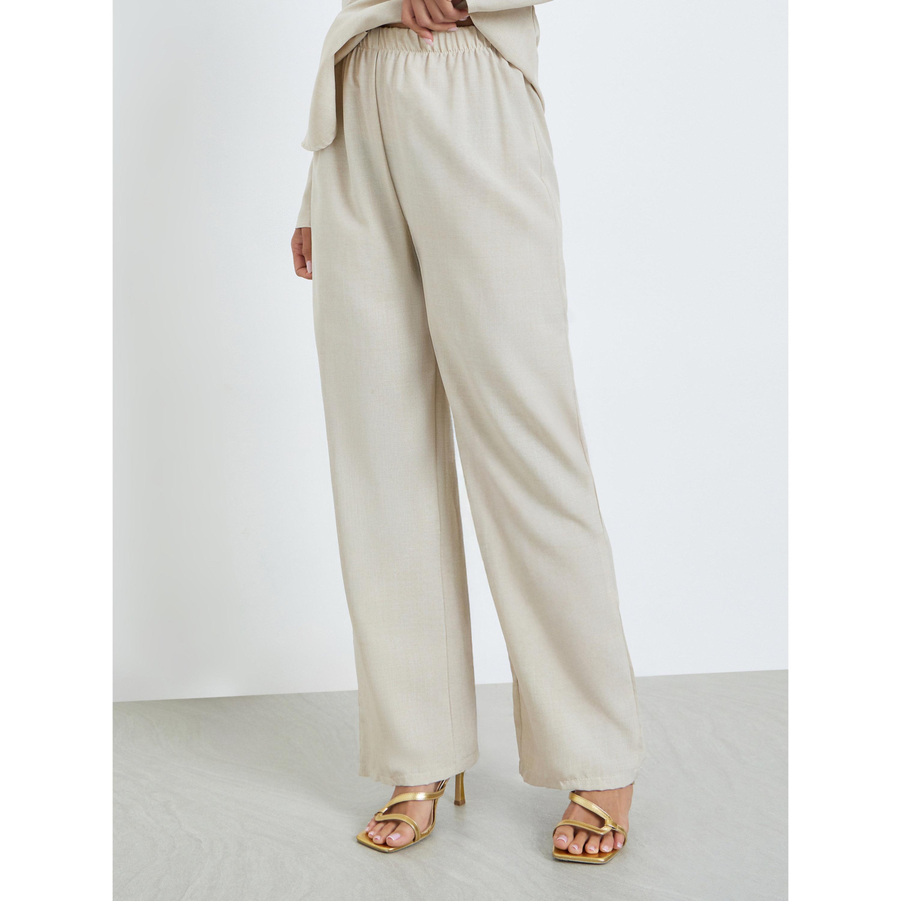 Styli Women Beige Long-Sleeve Top with Wide Leg Pants Co-Ords-women-clothing-coordsets-image-4