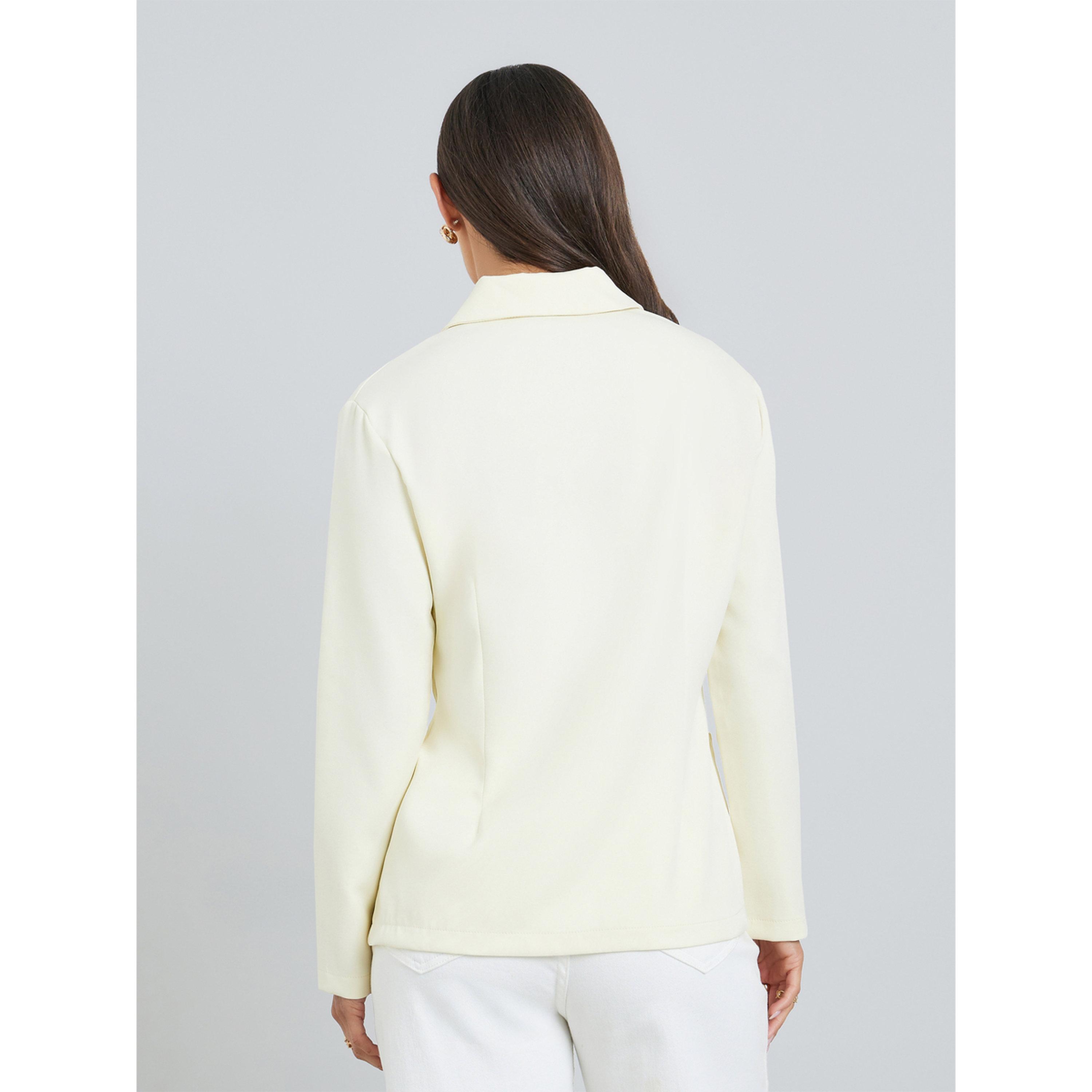 Styli Women Cream Button-Front Blazer-women-clothing-coatsandjackets-blazers-image-4