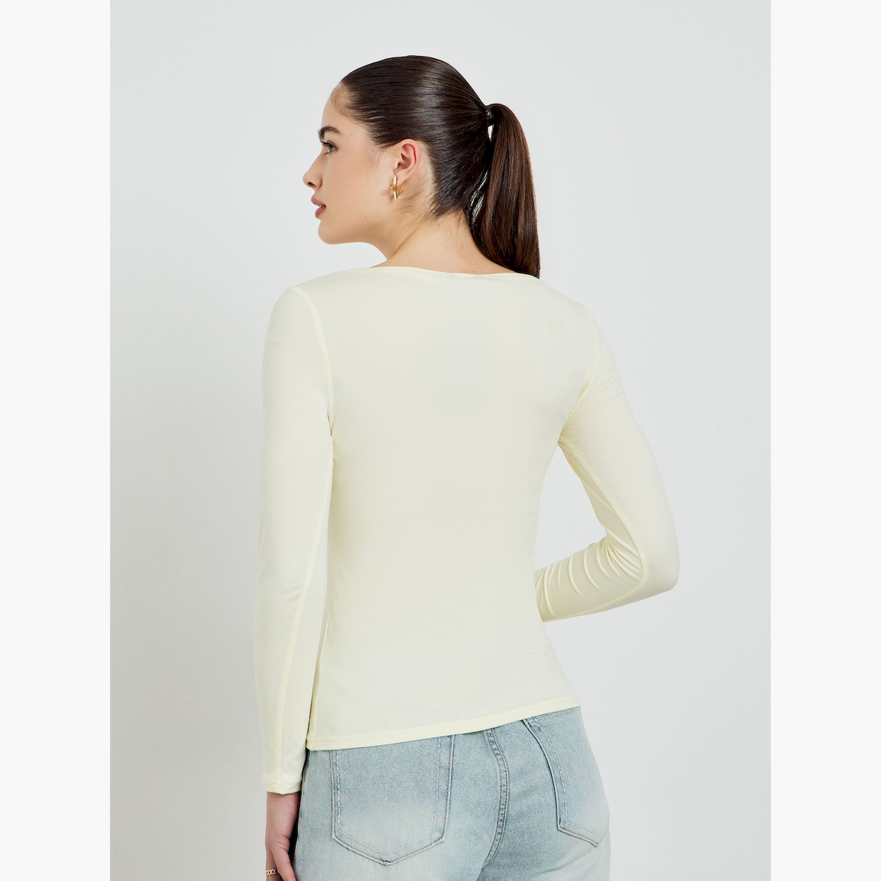 Styli Cream Boat Neck Long Sleeve T-Shirt-women-clothing-tshirts-image-4