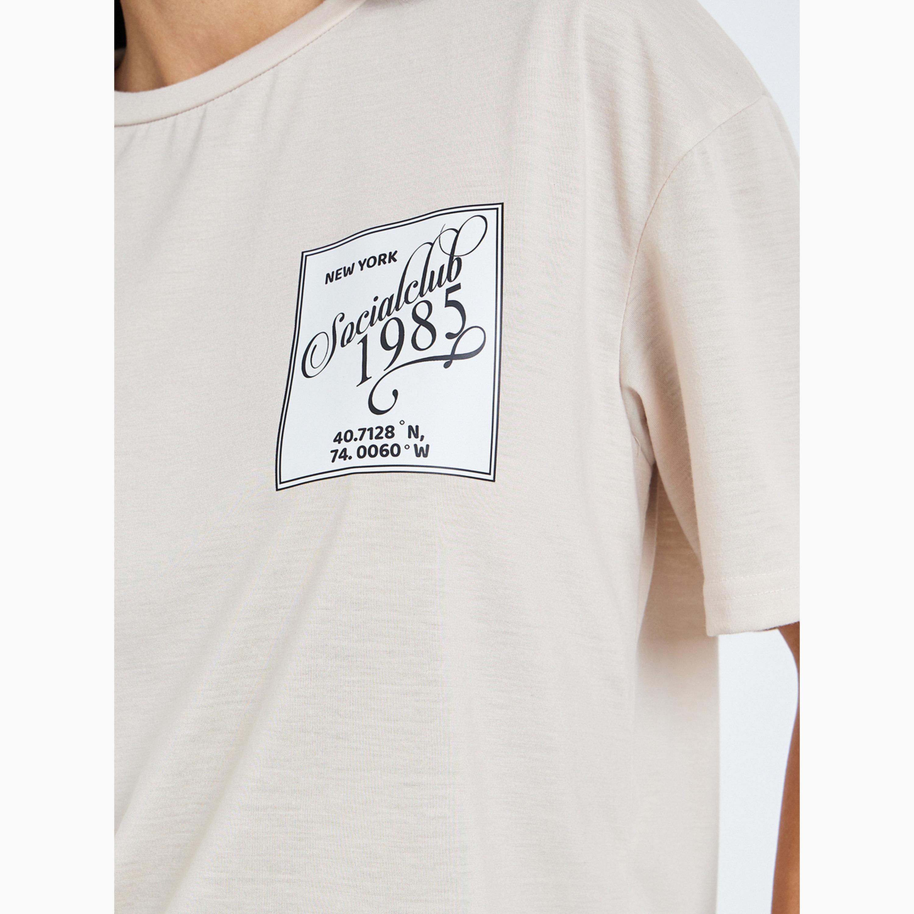Styli Cream Contrast Lace Hem Printed T-Shirt-women-clothing-tshirts-image-3