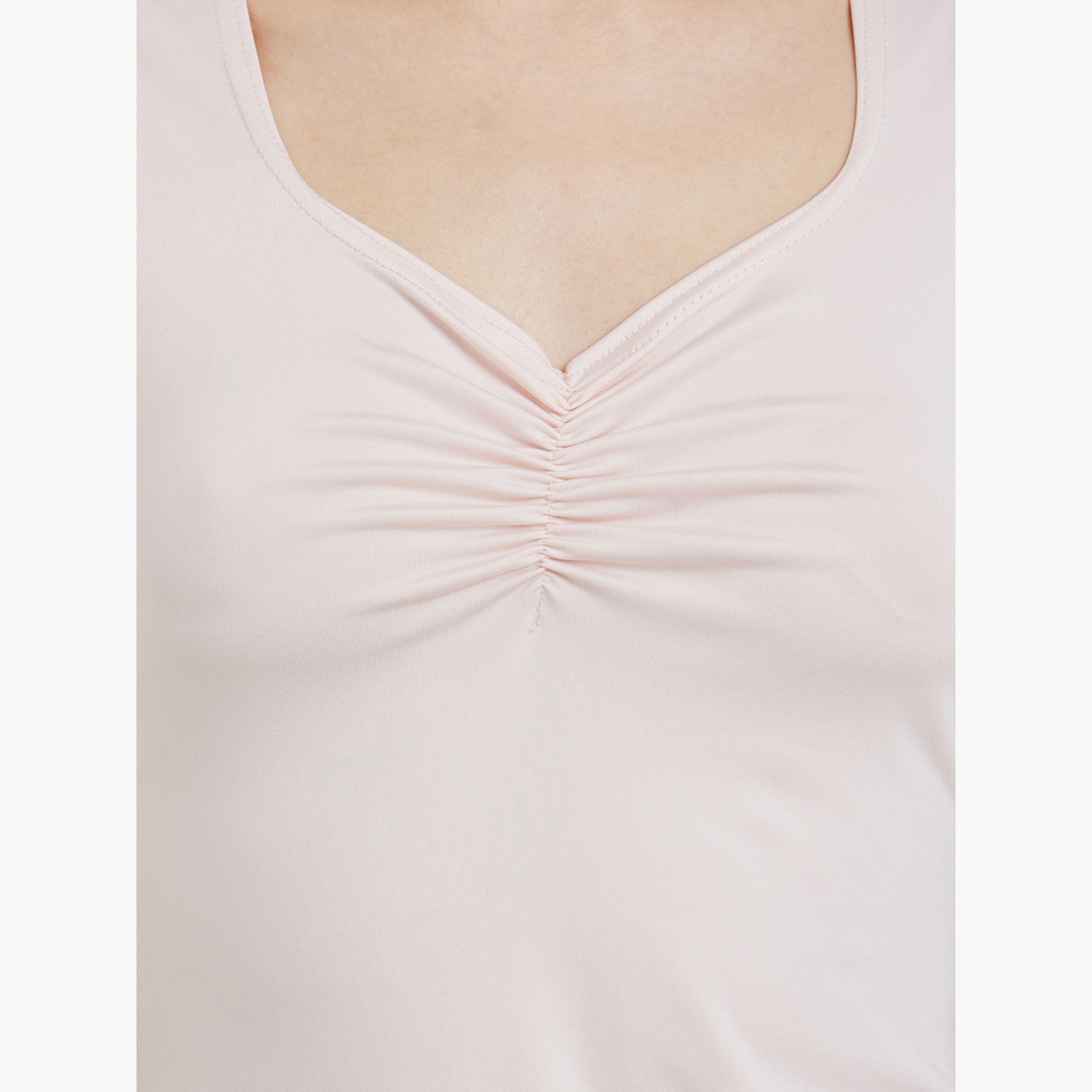 Styli Pink Ruched Fitted Tank Top-women-clothing-shirtsandblouses-blouses-image-5