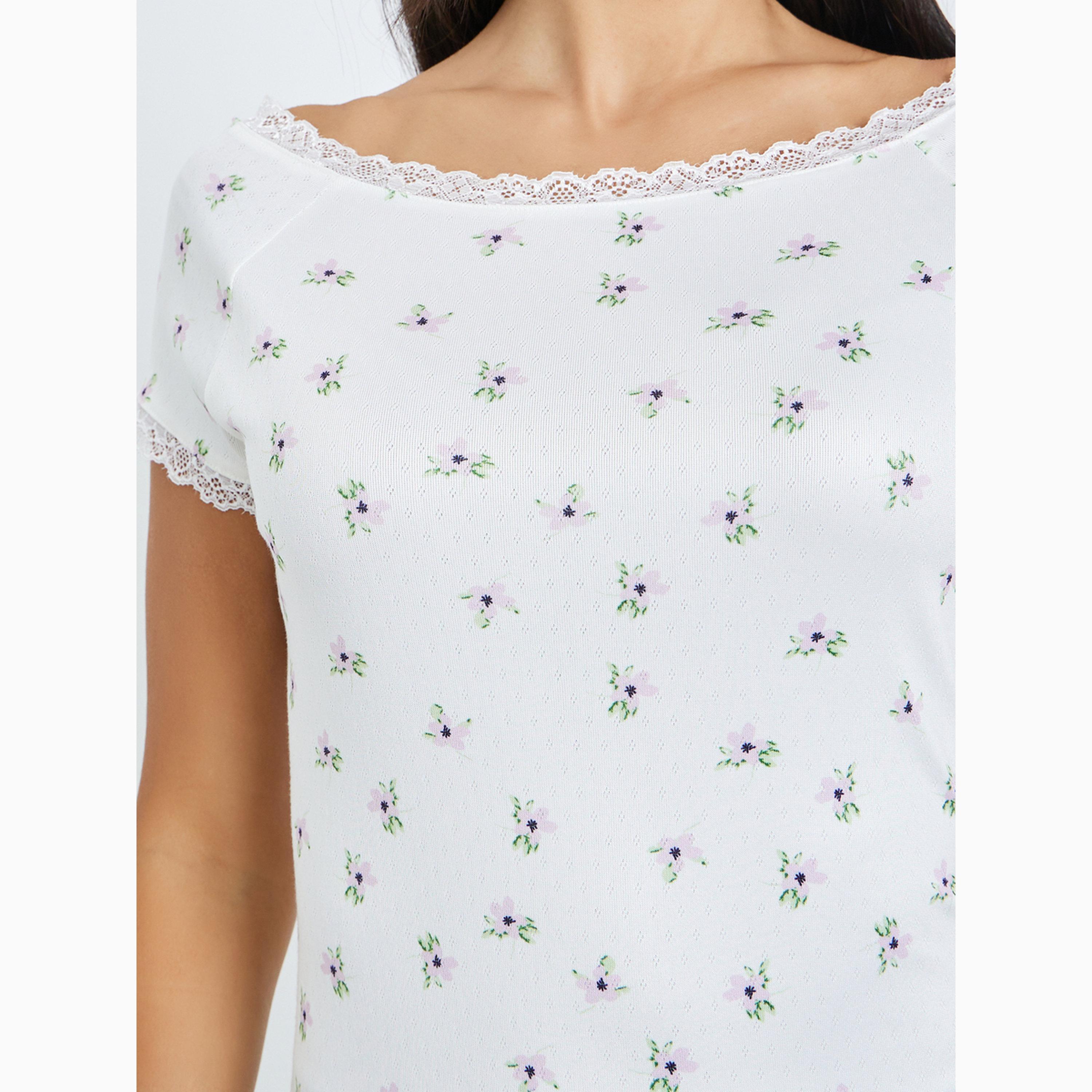 Styli Pointelle Boat Neck Lace Trim T-Shirt-women-clothing-tshirts-image-4