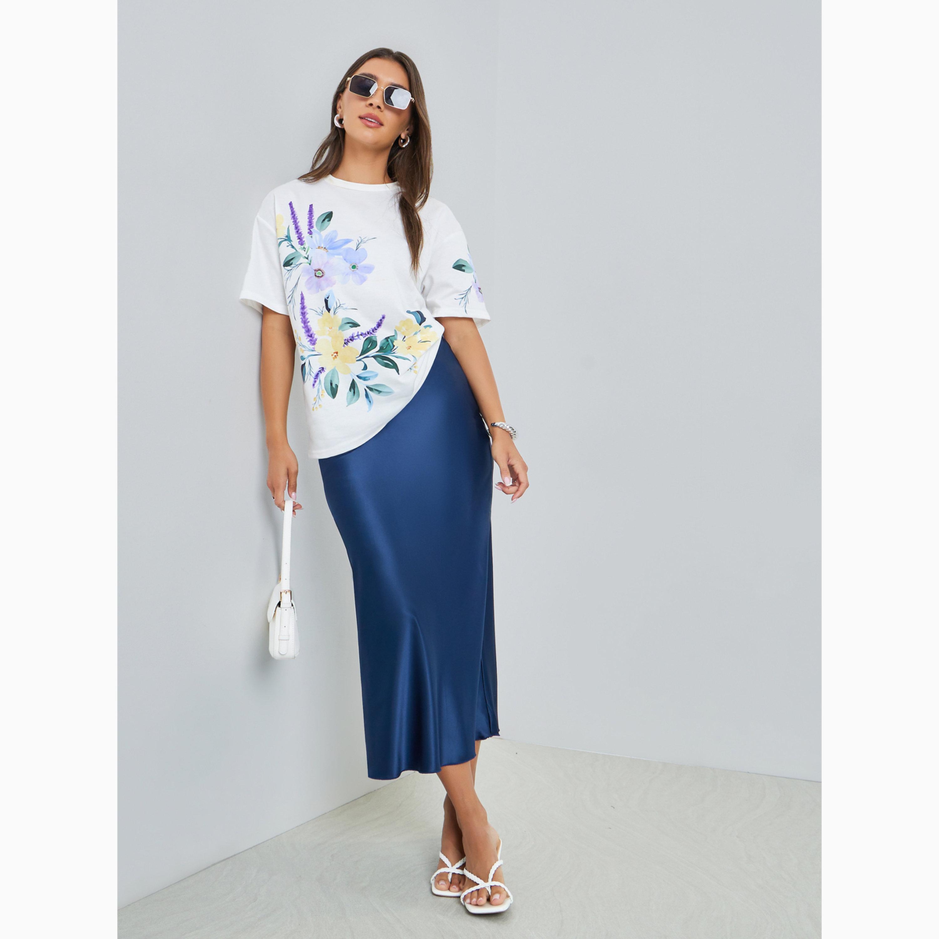 Styli White Floral Print Oversized T-Shirt-women-clothing-tshirts-image-2