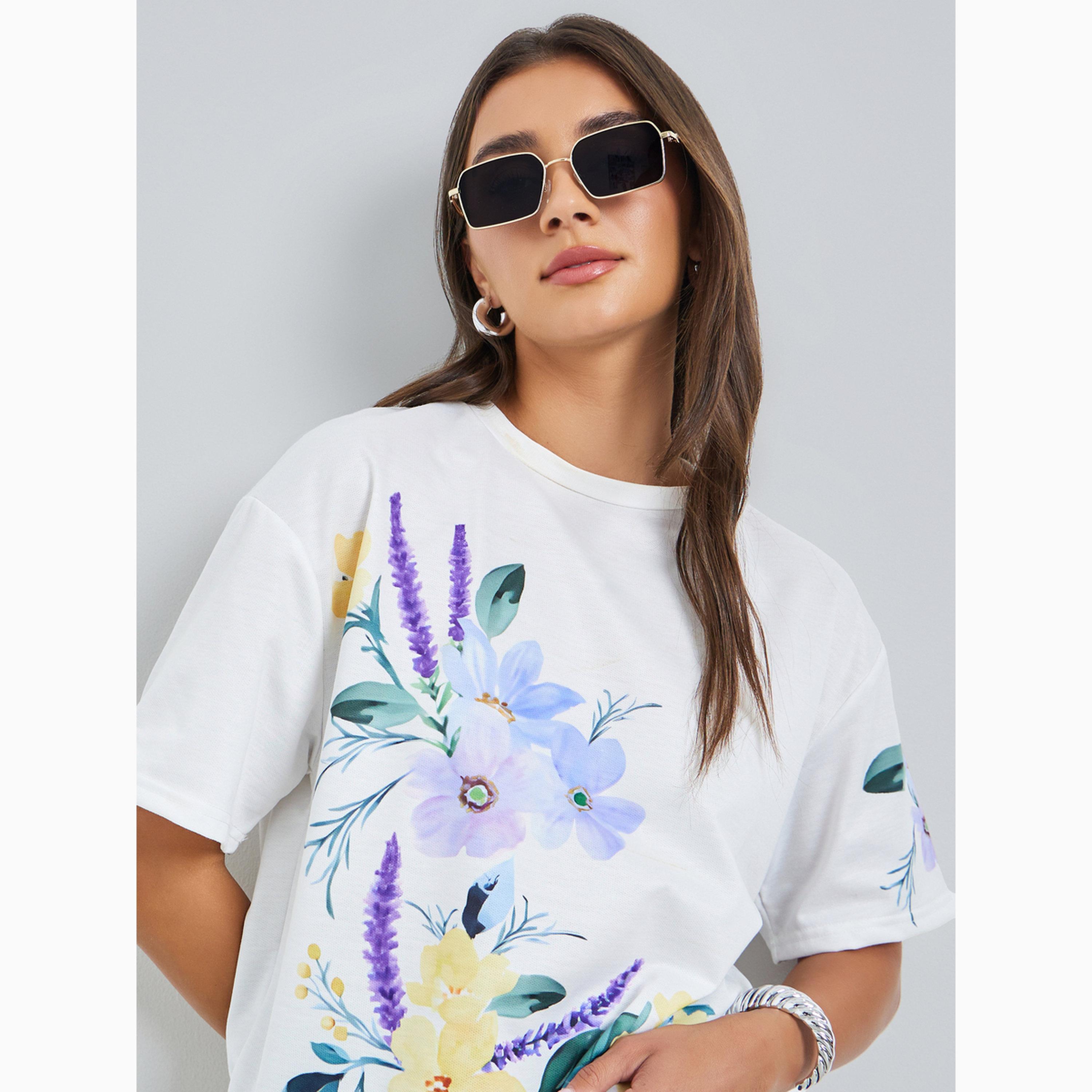 تيشيرت فضفاض بطبعة زهور-women-clothing-tshirts-image-3