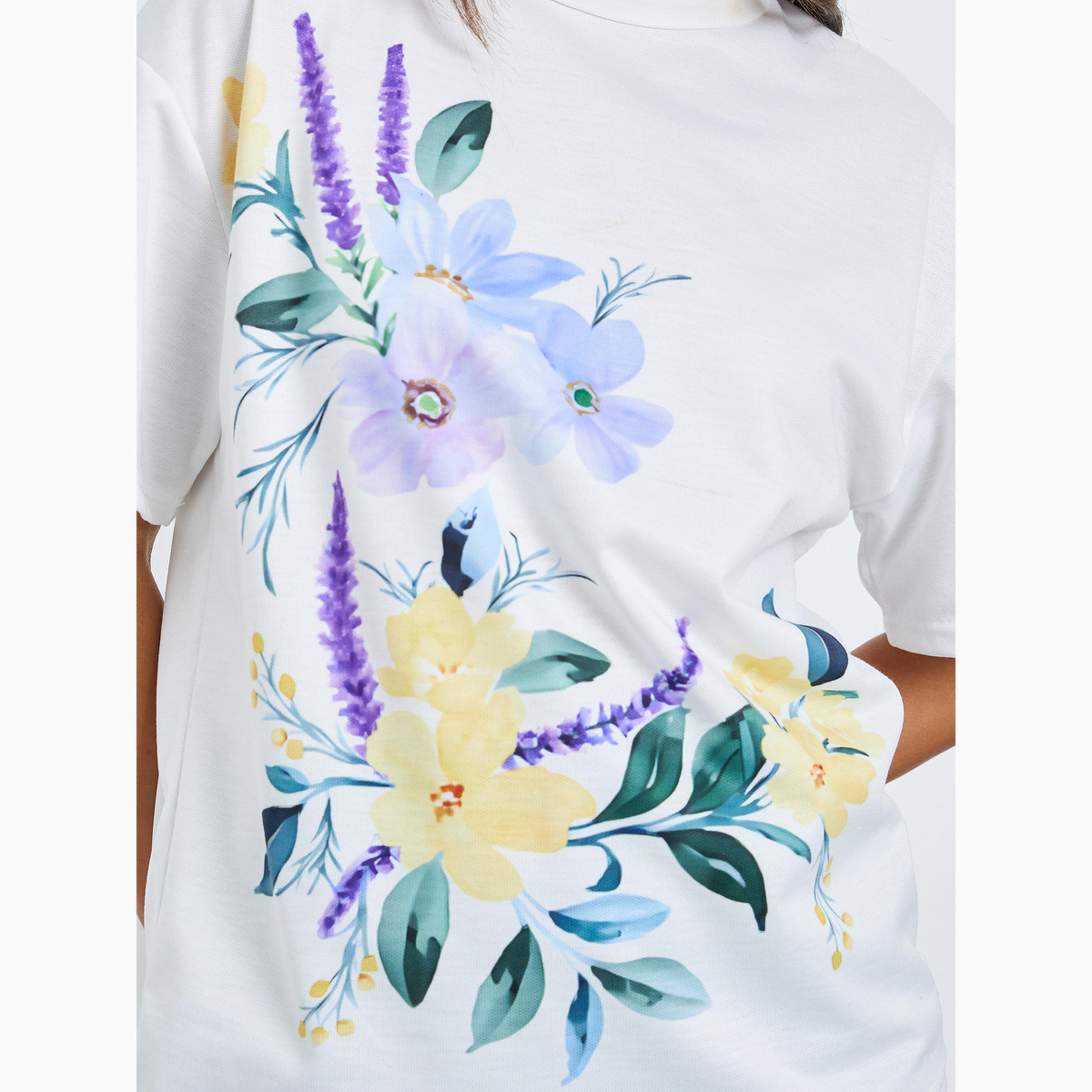 تيشيرت فضفاض بطبعة زهور-women-clothing-tshirts-image-4