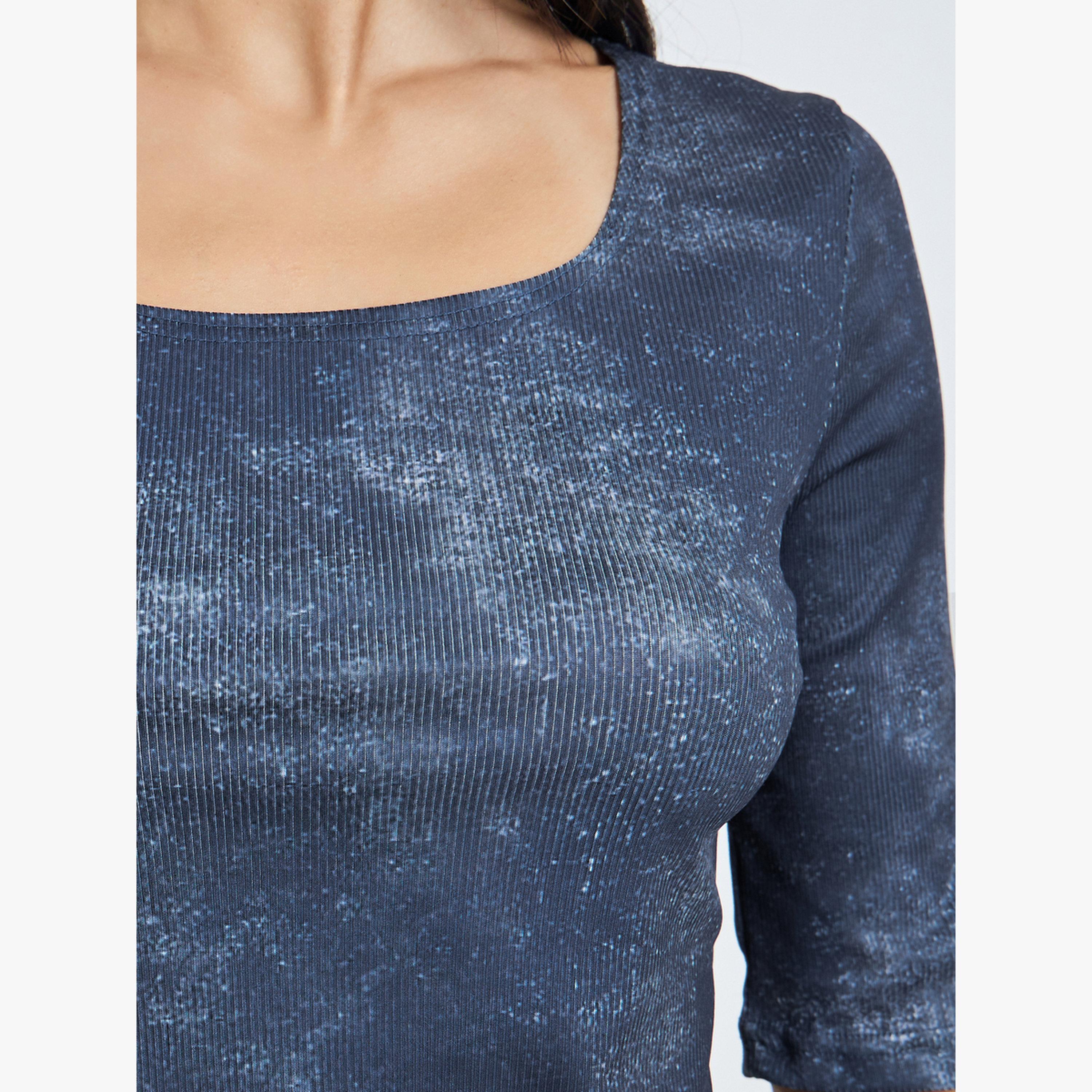 Styli Grey Foil Print Fitted T-Shirt-women-clothing-tshirts-image-5