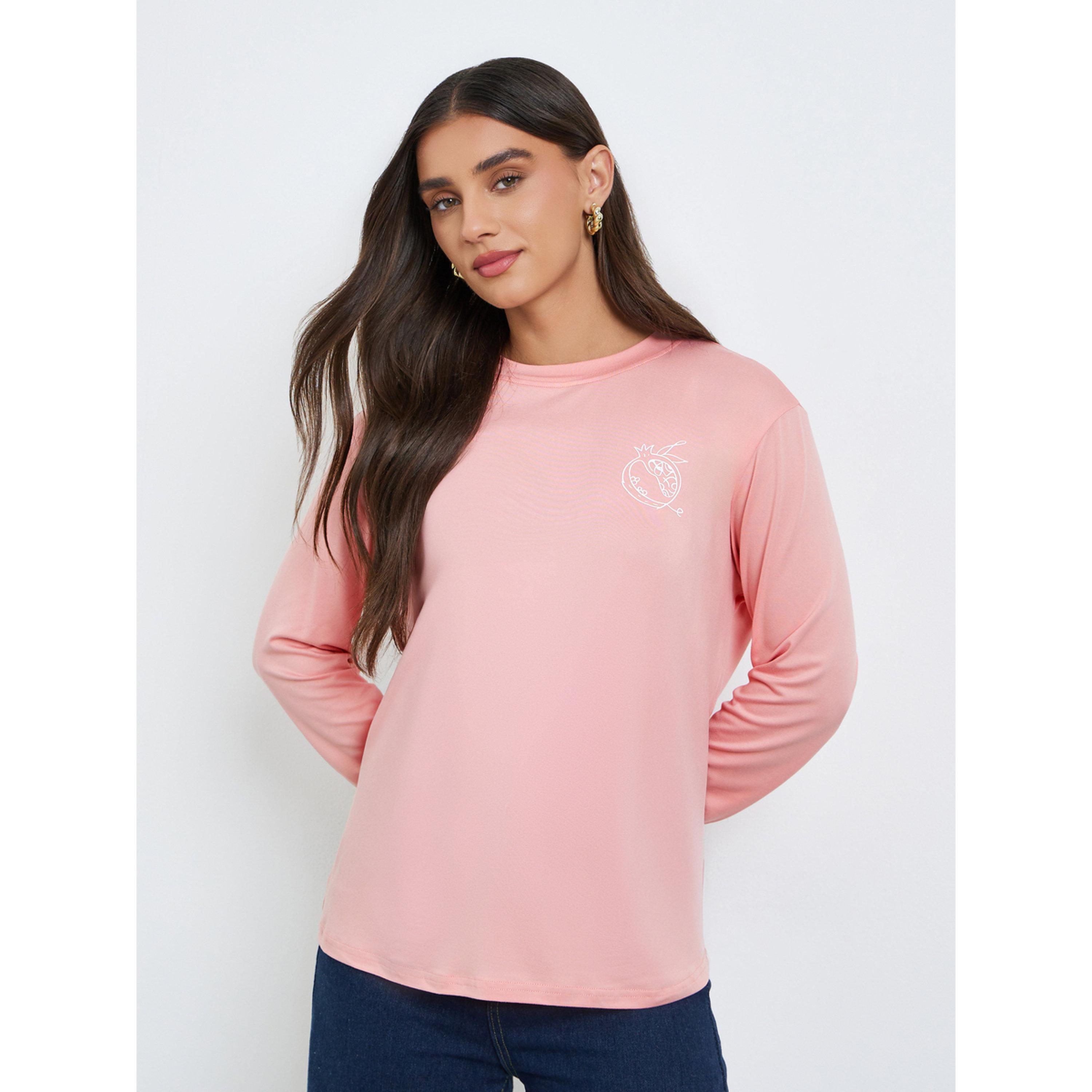 Styli Women Pink Graphic Fruit Print T-Shirt-women-clothing-tshirts-image-1