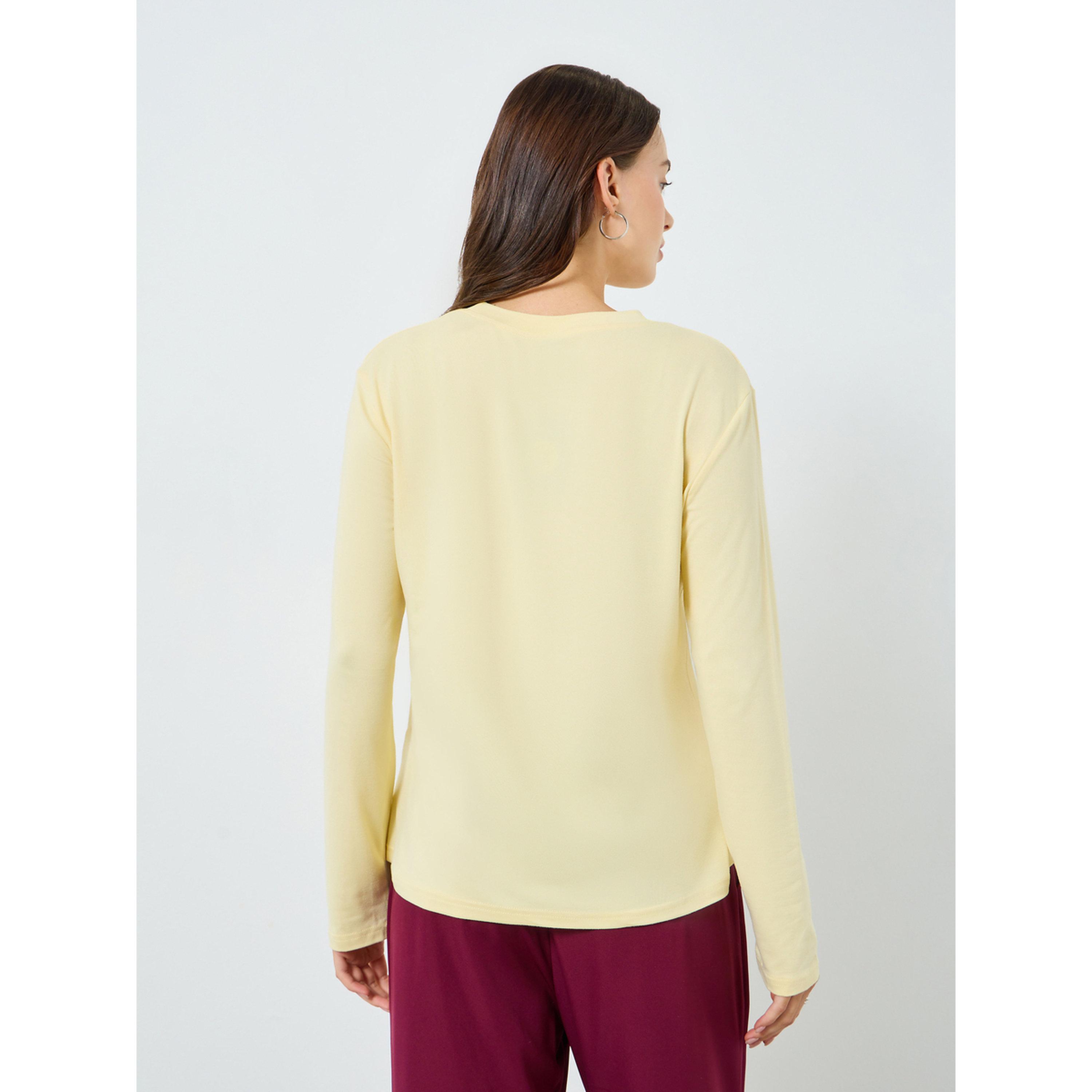 Styli Women Yellow Graphic Print Long Sleeve T-Shirt-women-clothing-tshirts-image-4