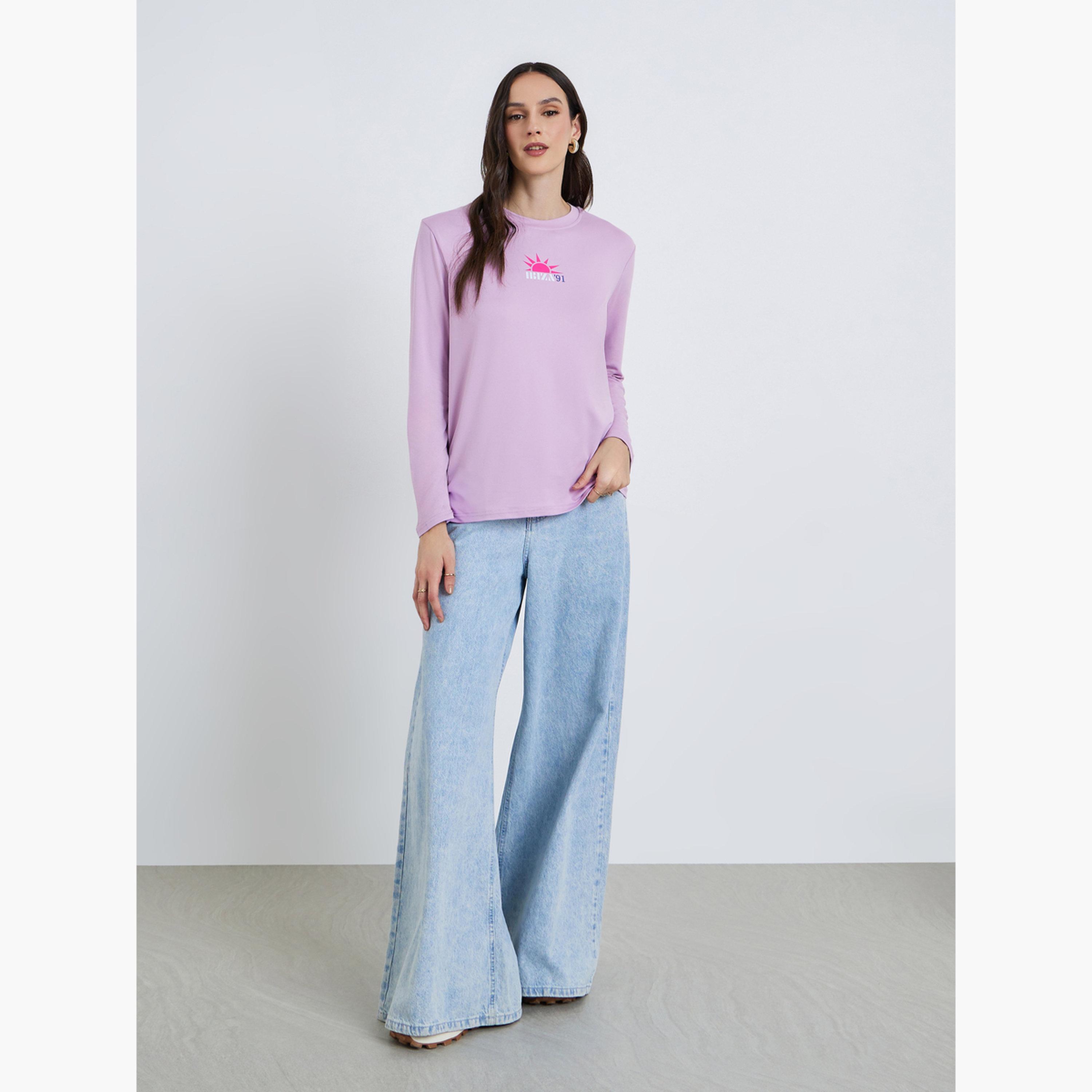 تيشيرت بطبعة جرافيك وقصة عادية-women-clothing-tshirts-image-2