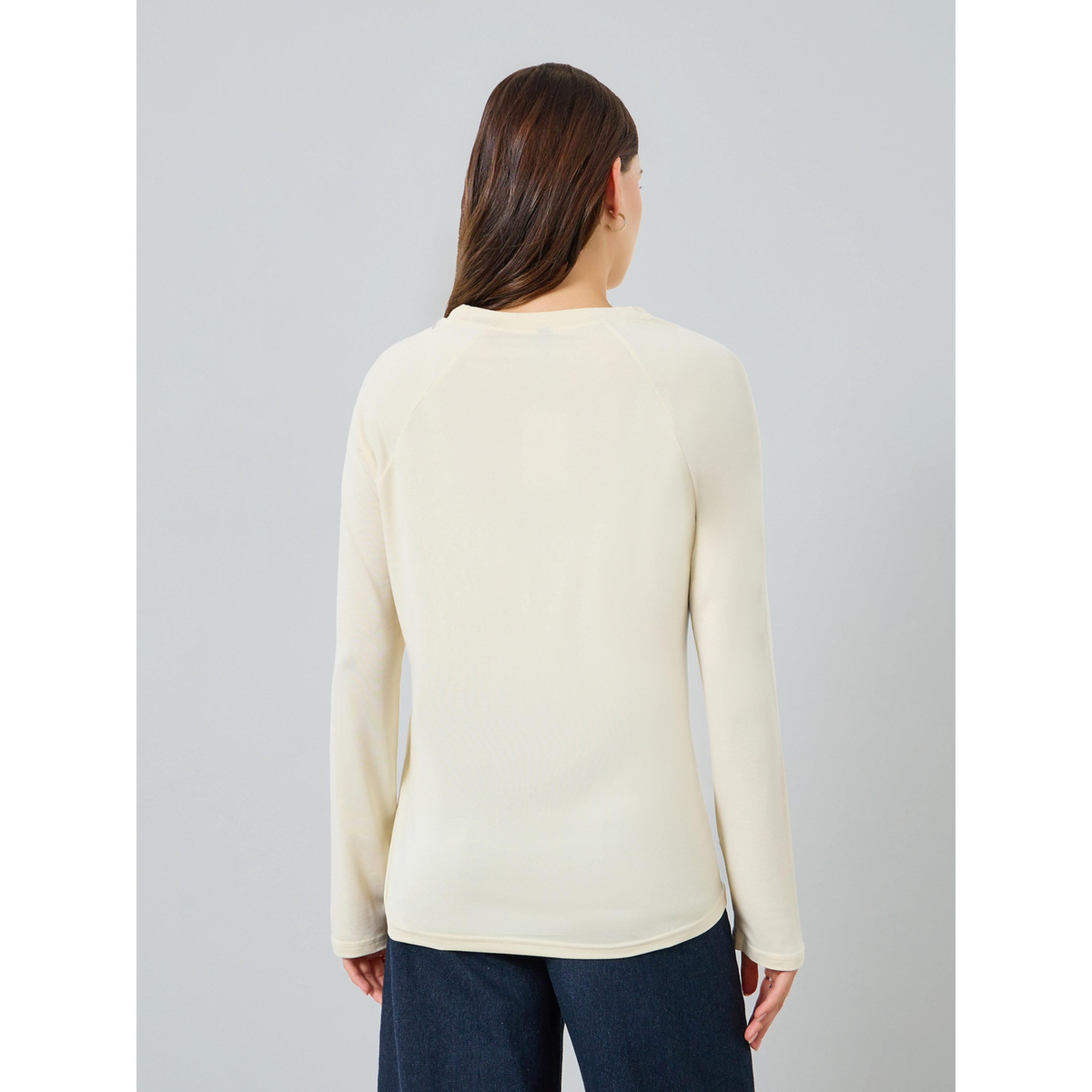 Styli Women Beige Raglan Sleeve Regular Fit T-Shirt-women-clothing-tshirts-image-4
