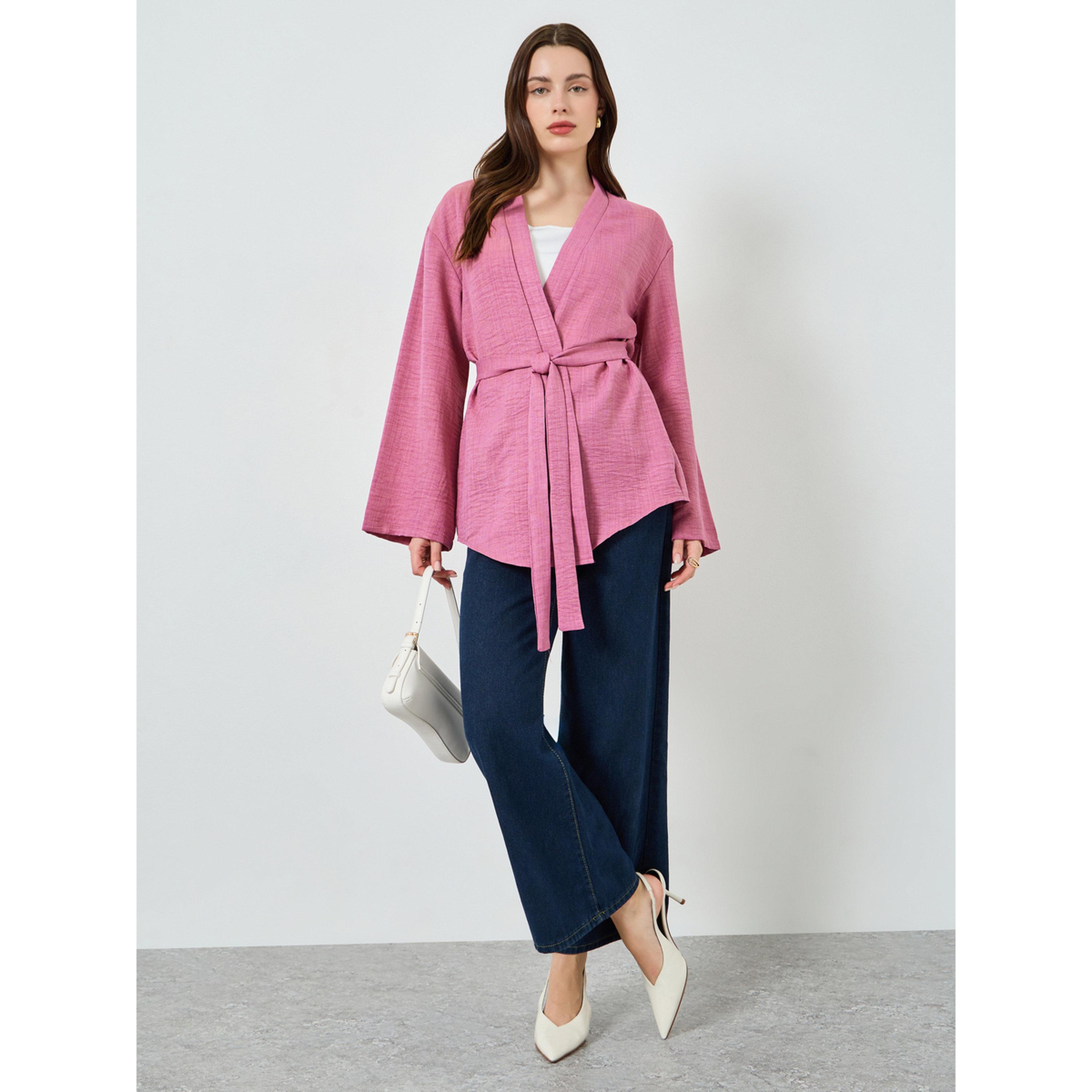 كيمونو سادة بحزام خصر-women-winterwear-coatsandjackets-jackets-image-2