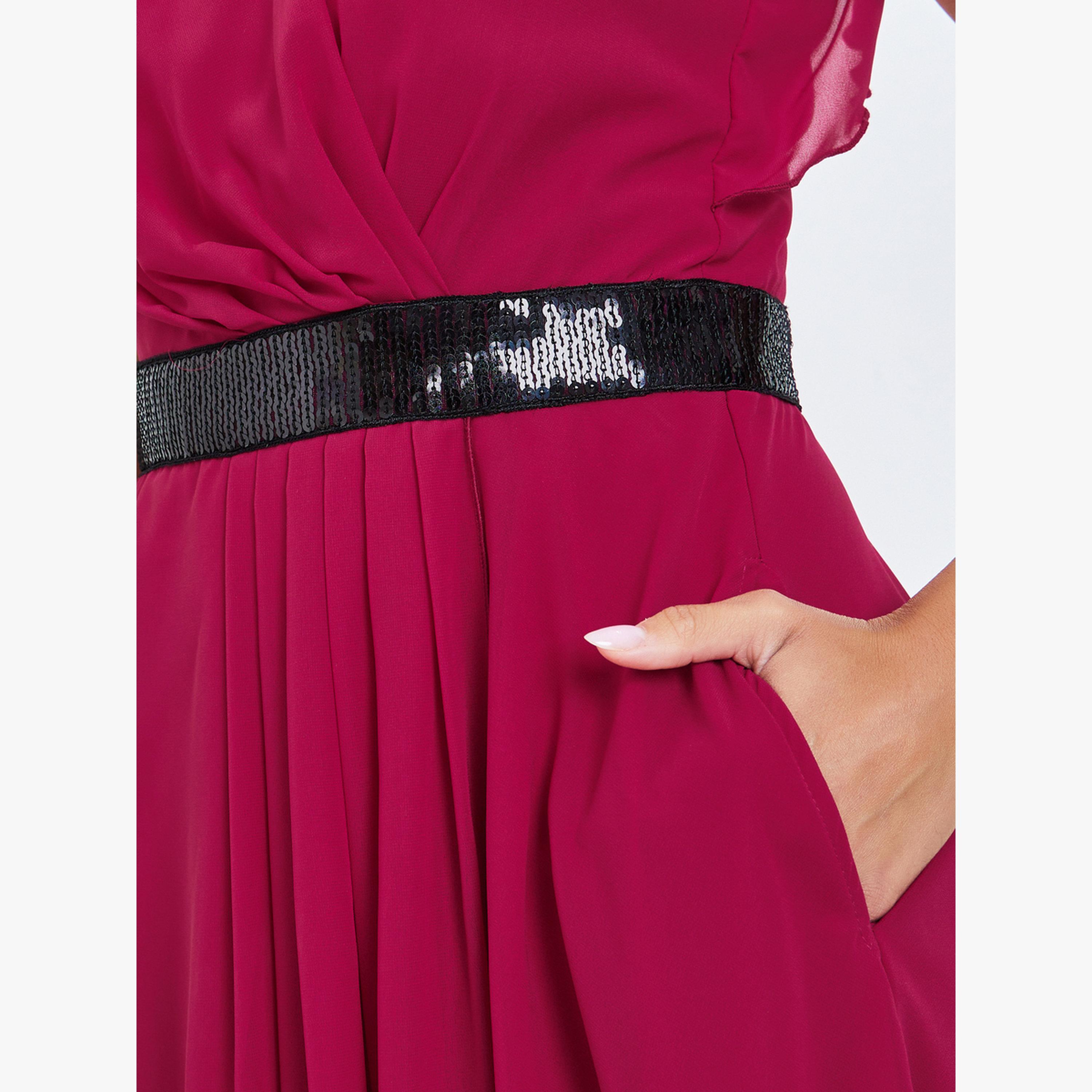 فستان طويل بلا أكمام وتفاصيل ترتر-women-clothing-dresses-image-5