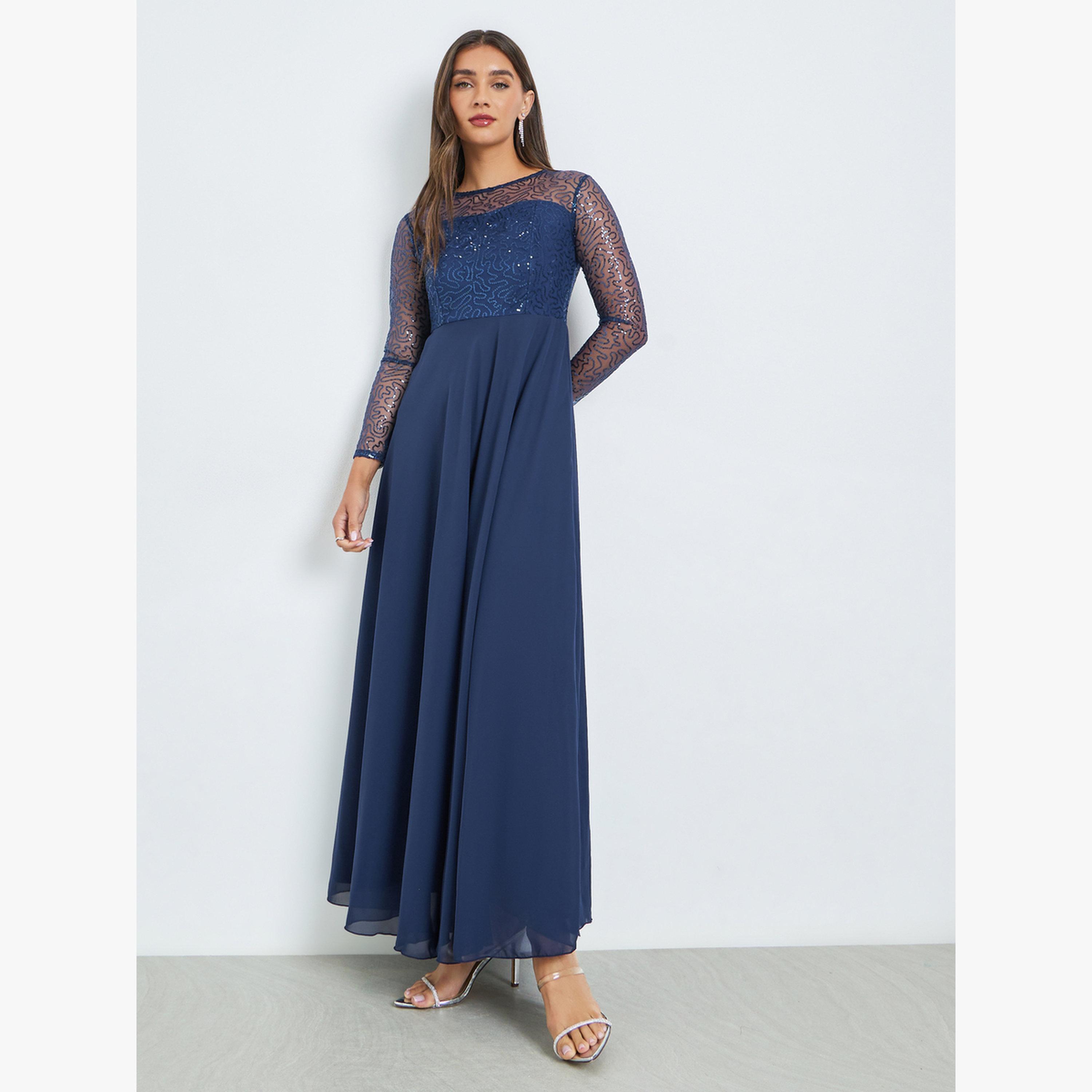 فستان طويل بأكمام طويلة وترتر-women-clothing-dresses-image-1