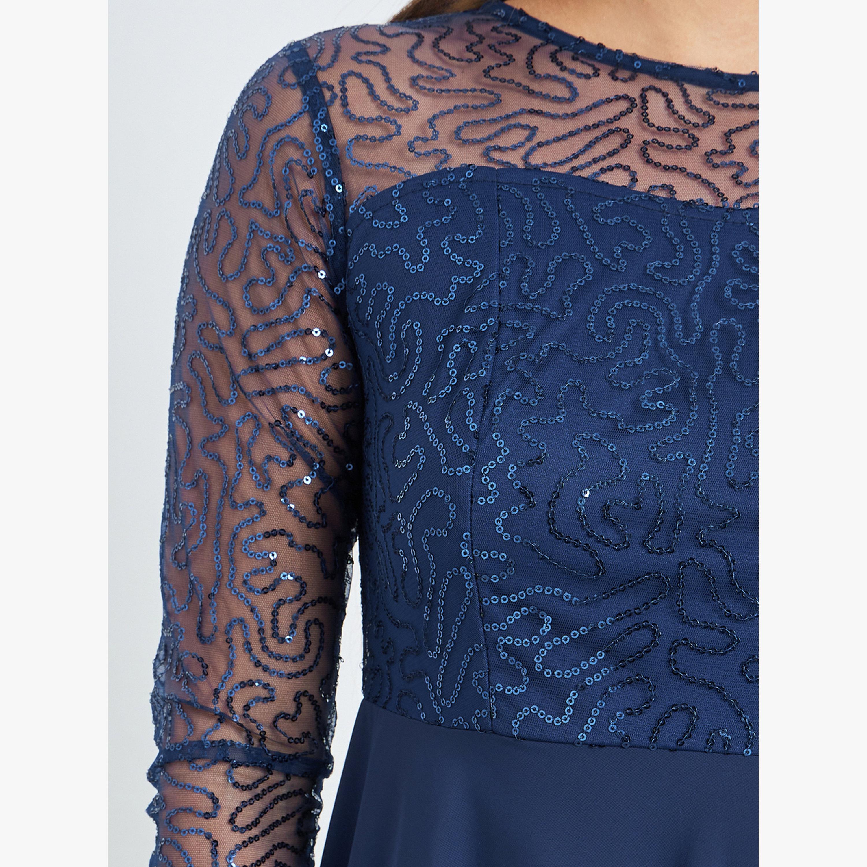 Styli Navy Sequin Long Sleeve Maxi Dress-women-clothing-dresses-image-5