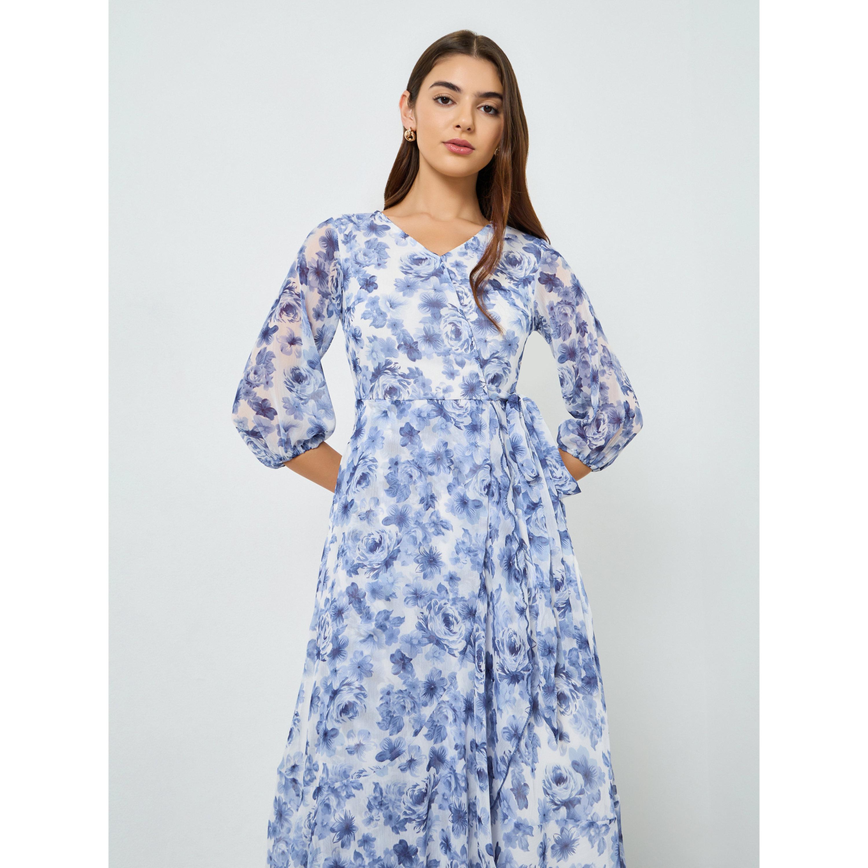 فستان ميدي ملفوف بنقشة زهور-women-clothing-dresses-image-2