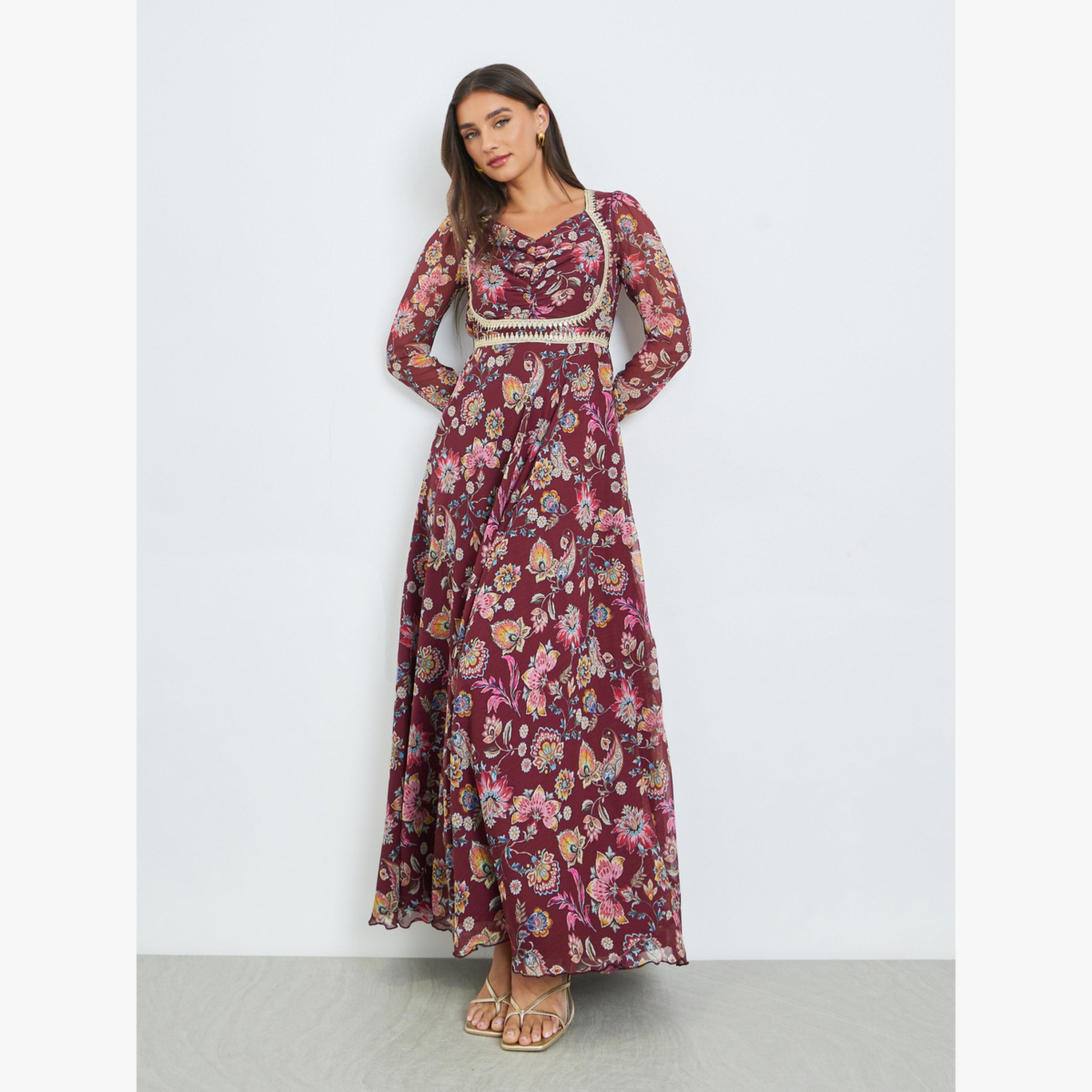 فستان طويل بنقشة زهور-women-clothing-dresses-image-4