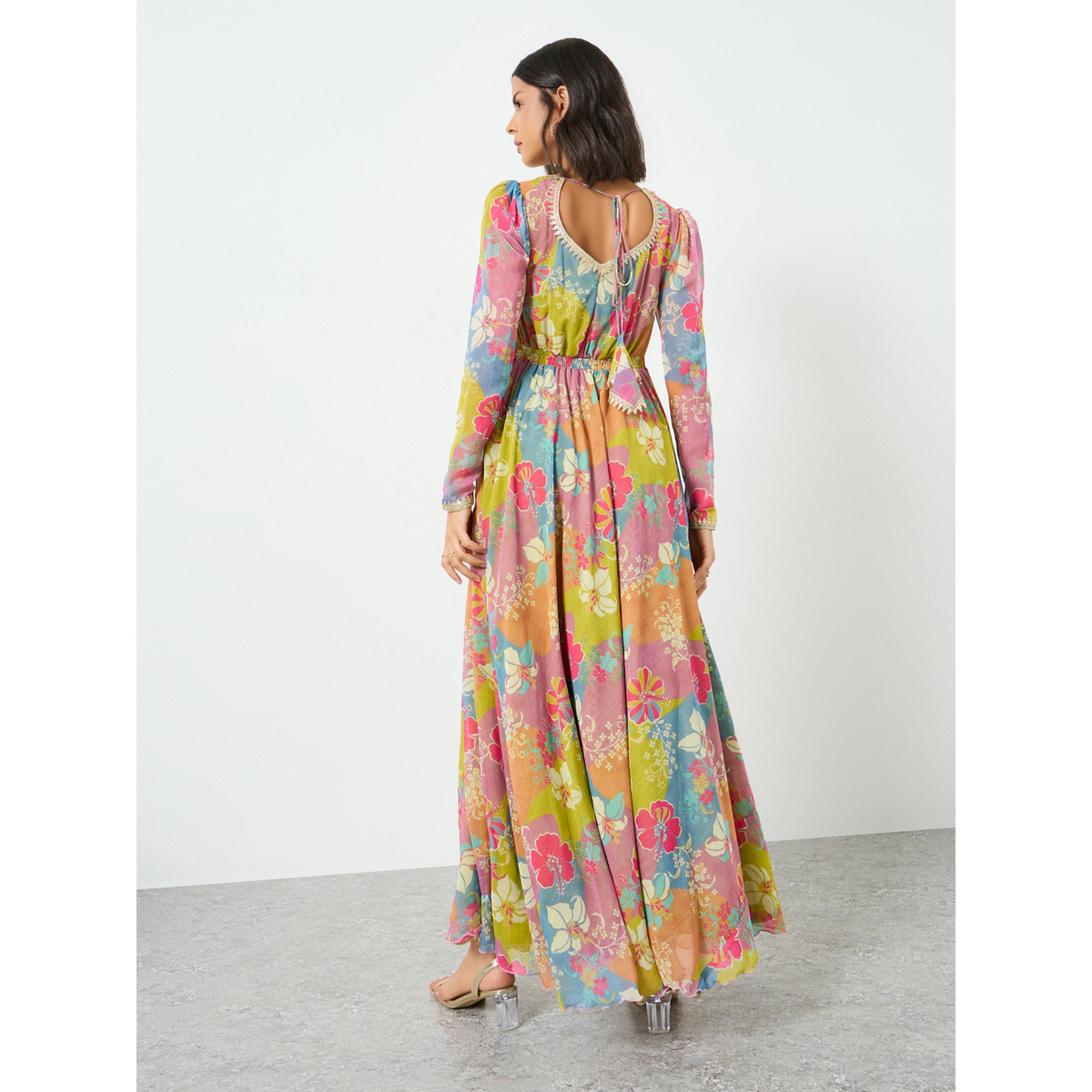 فستان طويل بزهور وياقة على شكل قلب-women-clothing-dresses-image-4
