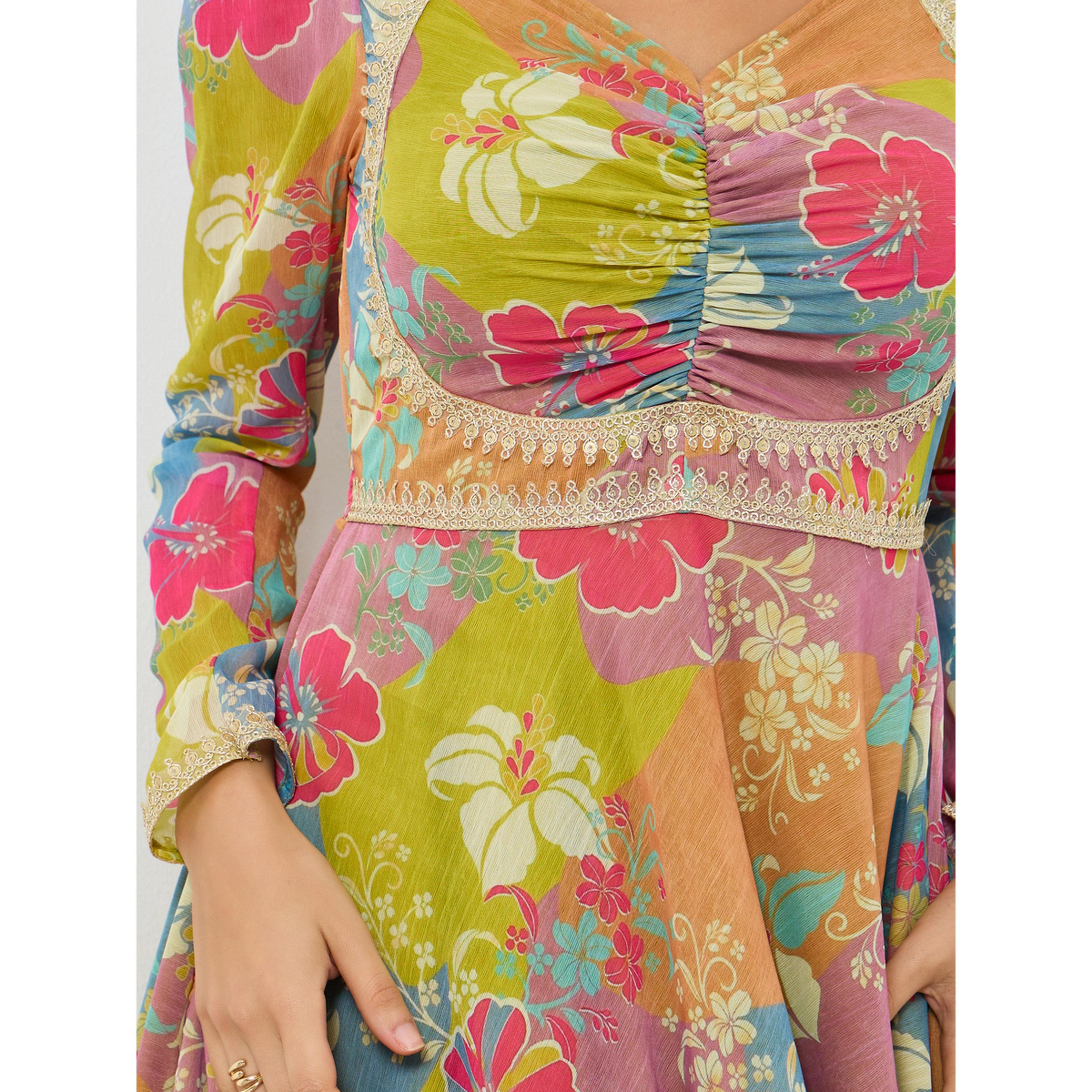 Styli Yellow Sweetheart Neck Floral Maxi Dress-women-clothing-dresses-image-5