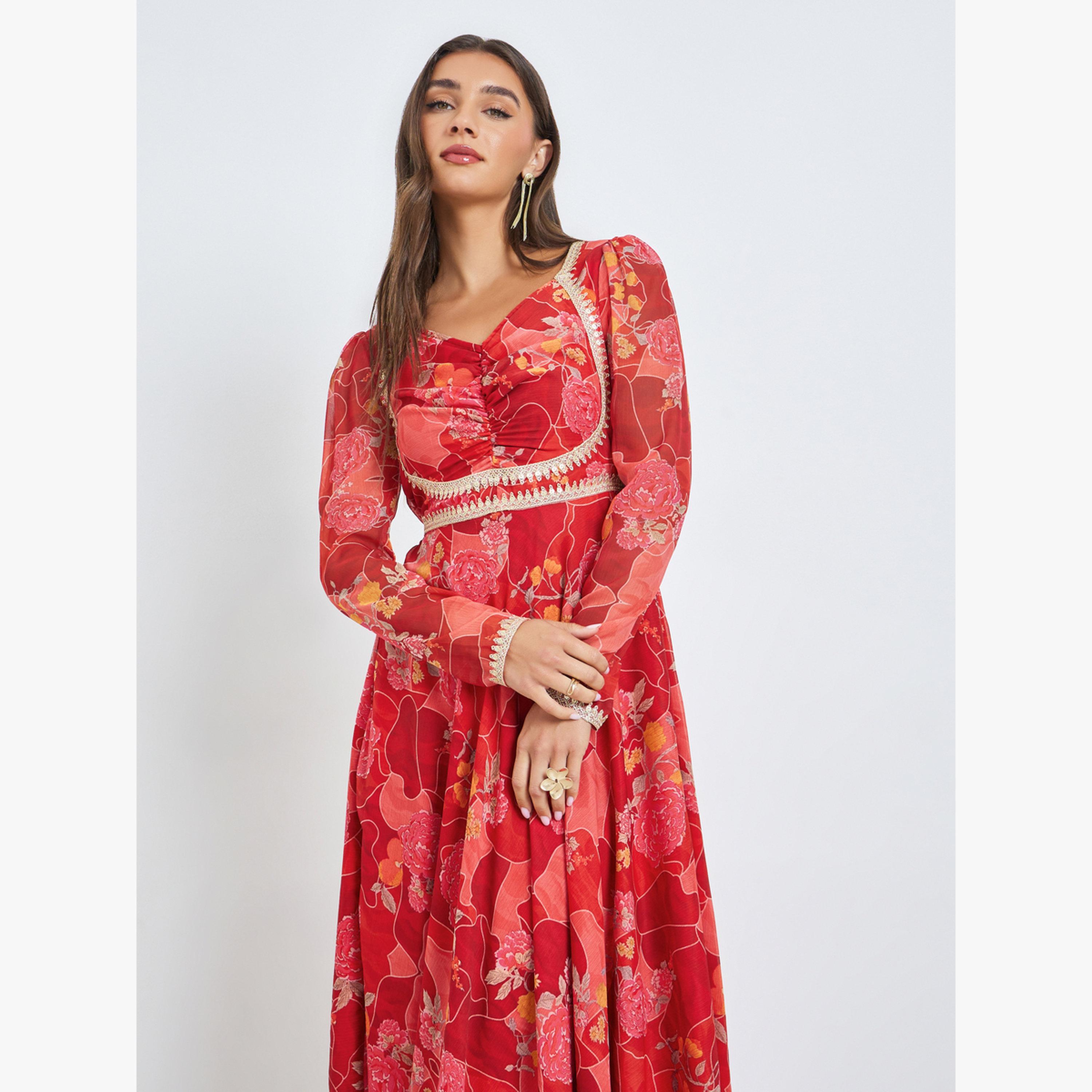 فستان طويل بنقشة زهور-women-clothing-dresses-image-3