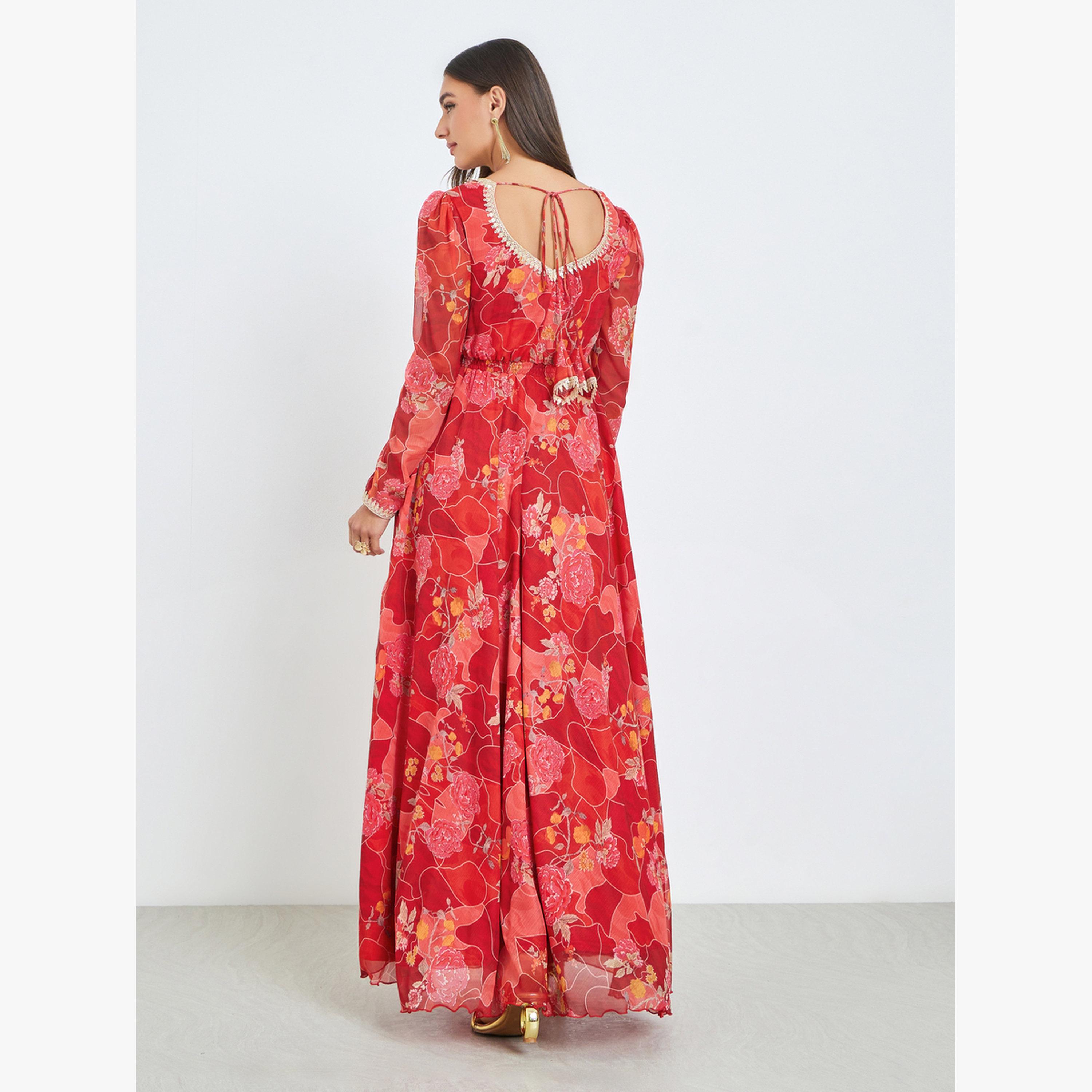 Styli Red Sweetheart Neck Floral Maxi Dress-women-clothing-dresses-image-4