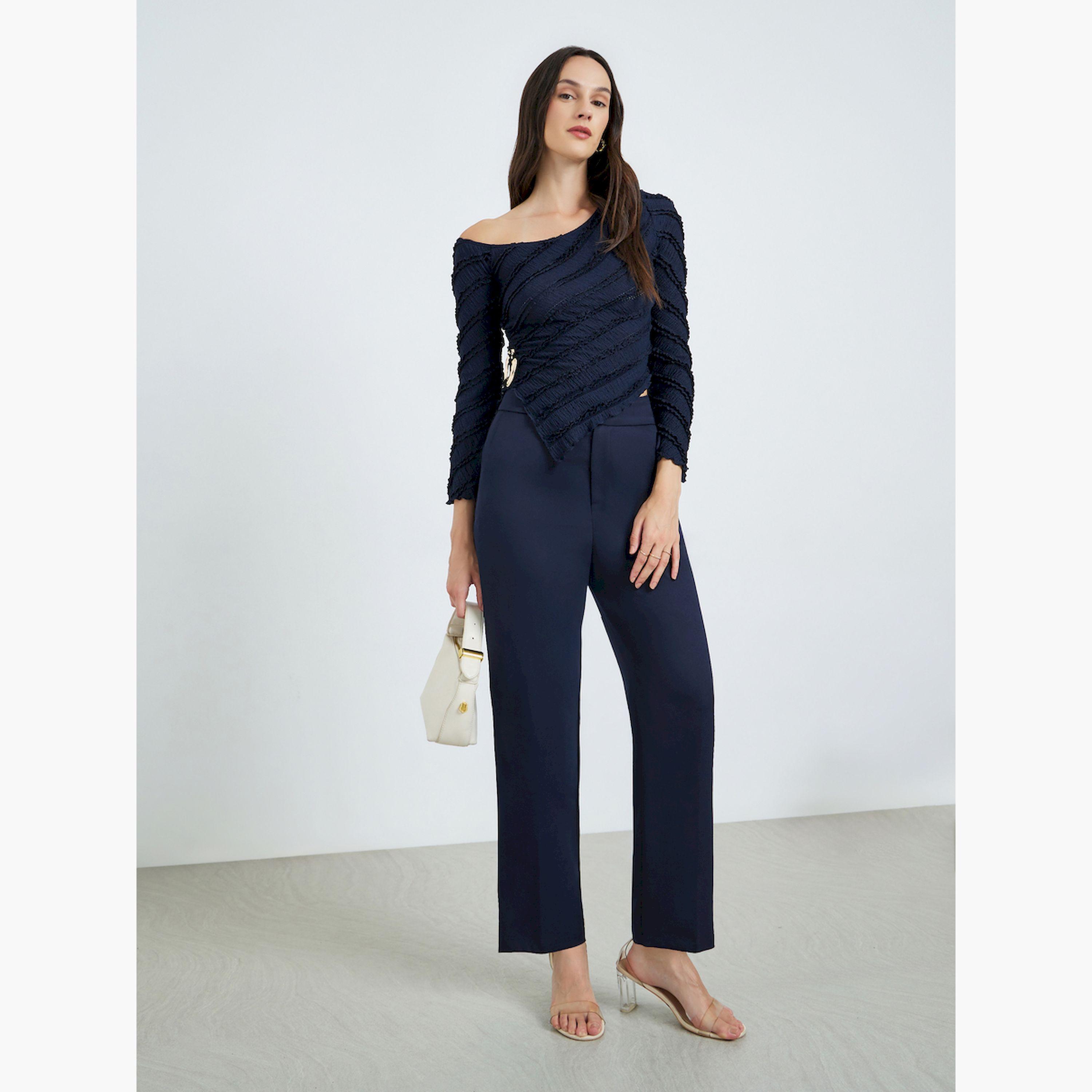 Take Two Dark Blue Textured One-Shoulder Top-women-clothing-shirtsandblouses-blouses-image-2